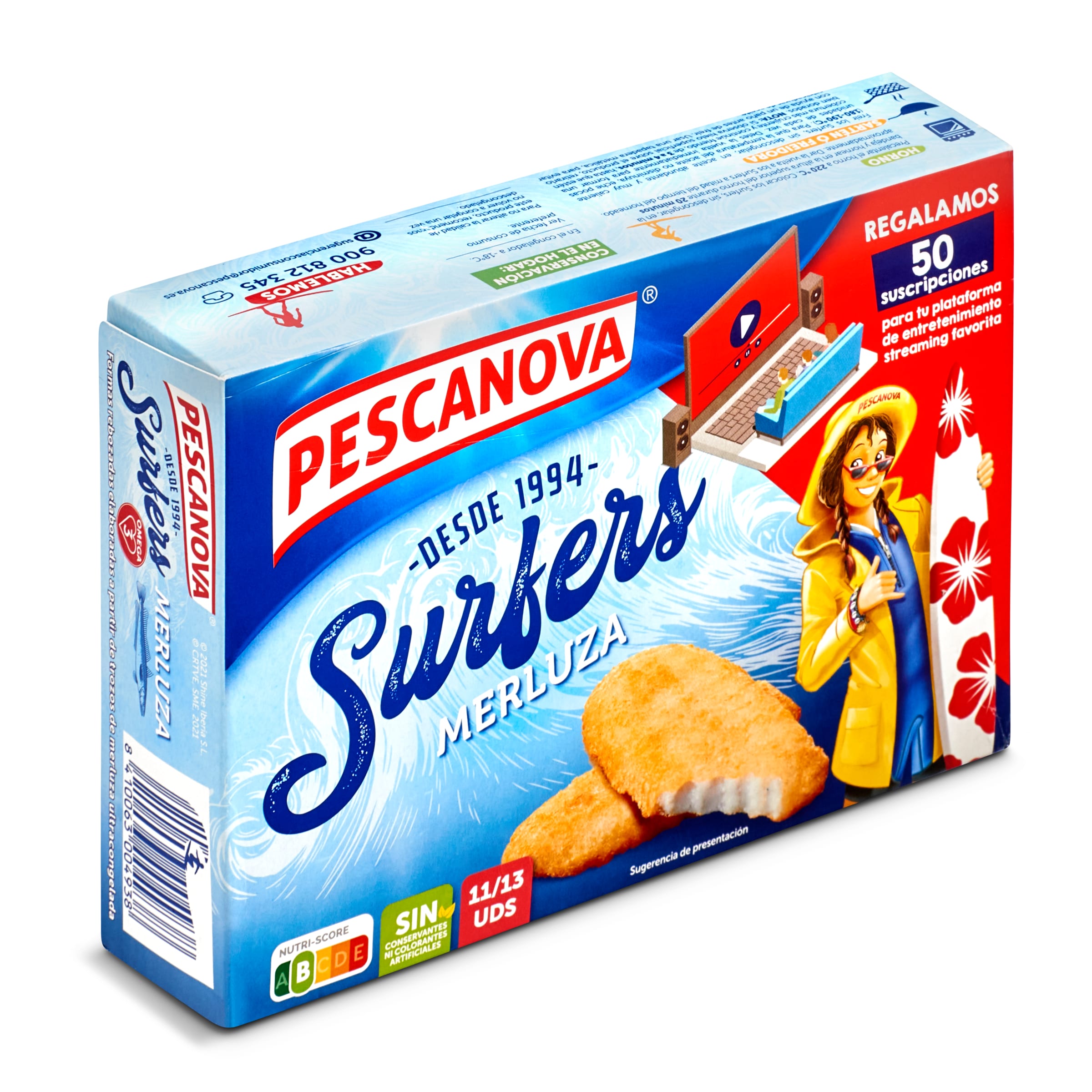 PESCANOVA surfers de merluza rebozada caja 400 gr
