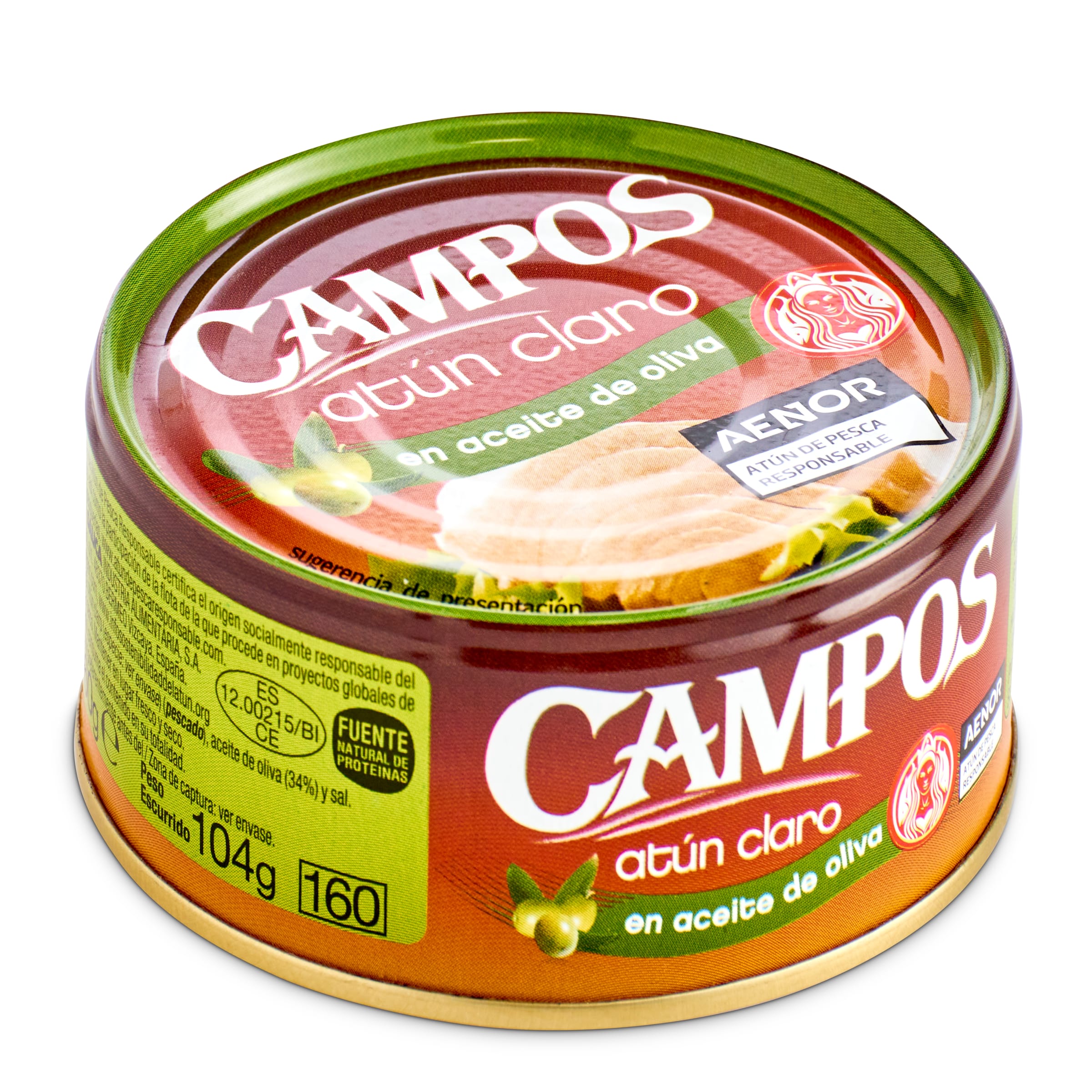 CAMPOS atún claro en aceite de oliva lata 104 gr