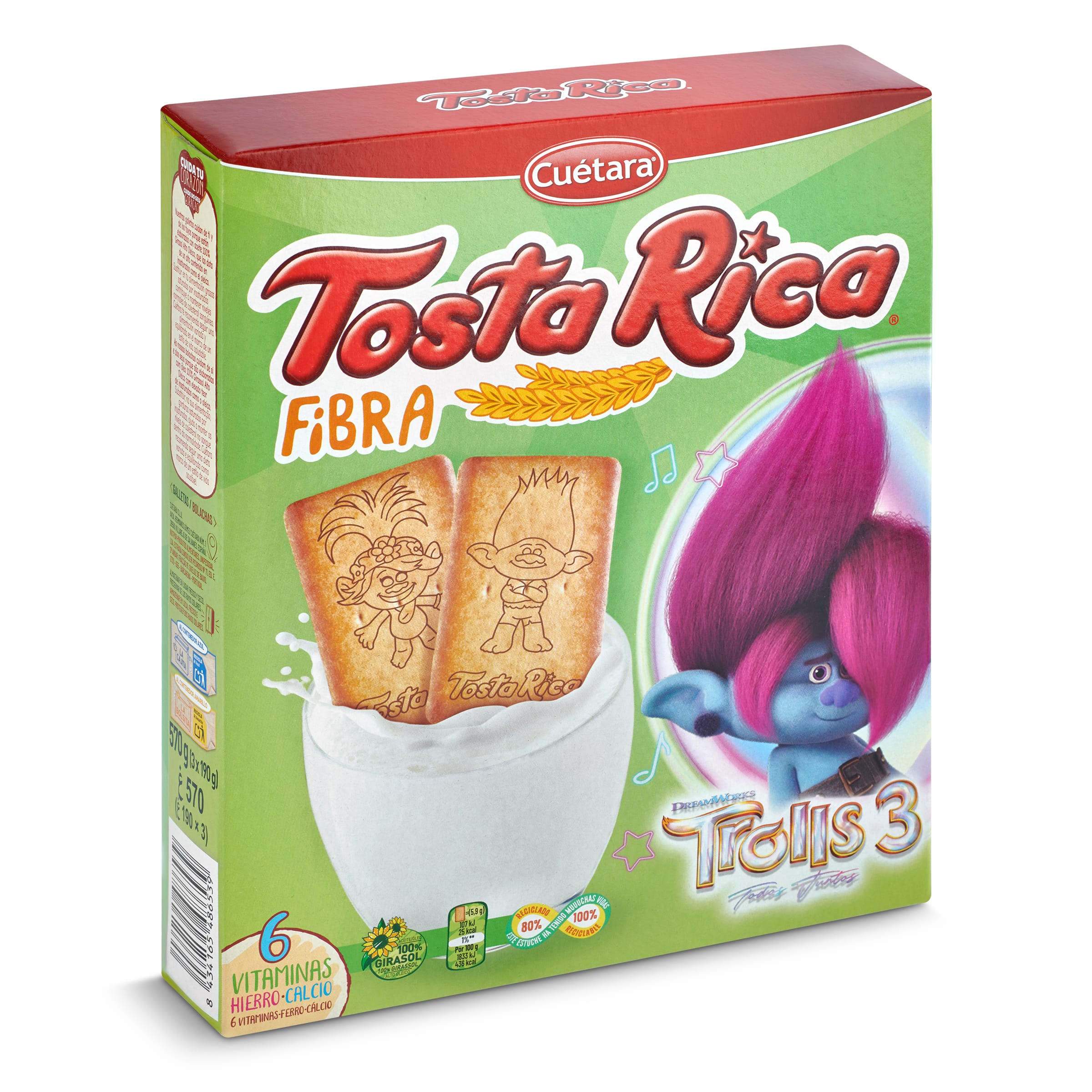 CUETARA Tosta rica galletas fibra paquete 570 gr