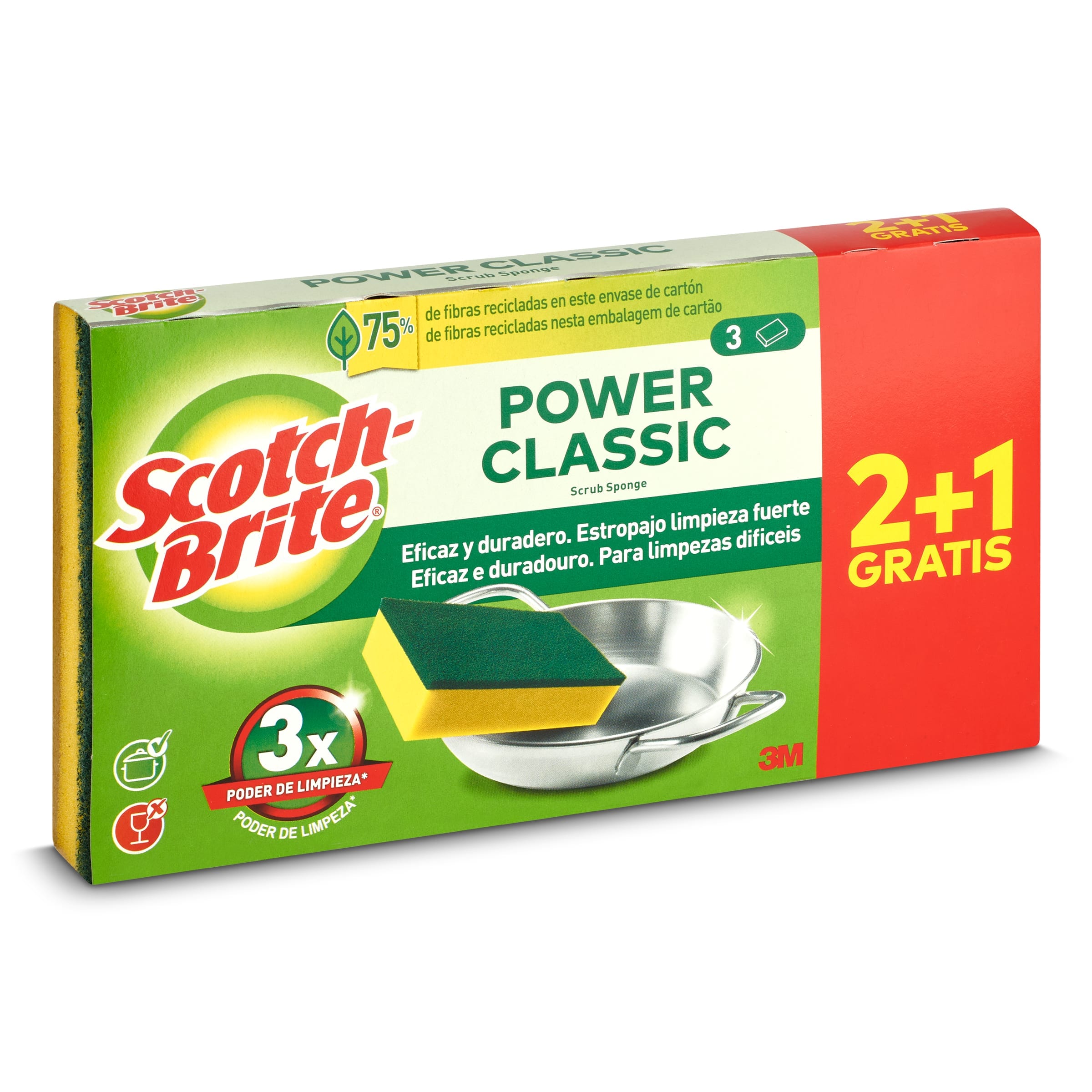 SCOTCH BRITE estropajo classic verde paquete 3 uds