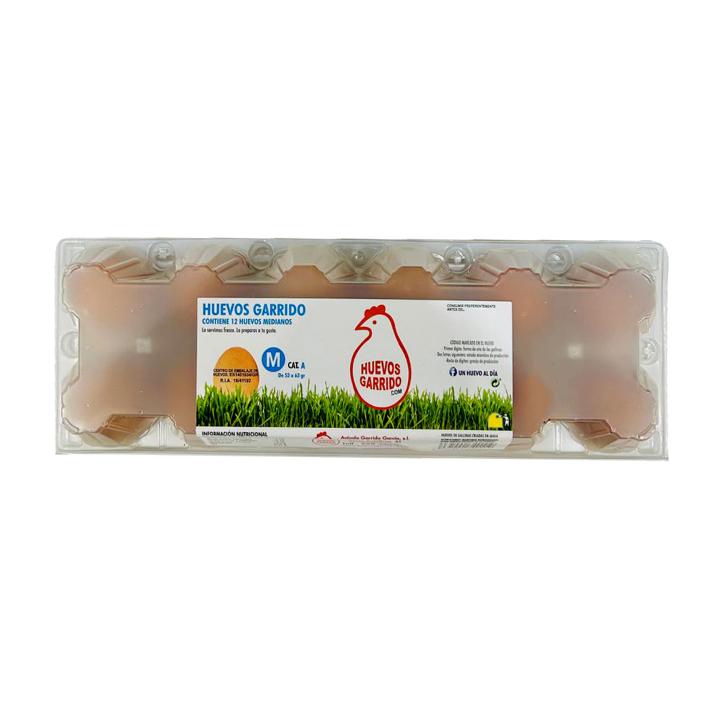 Huevos frescos categoría A clase M Huevos Garrido caja 12 unidades