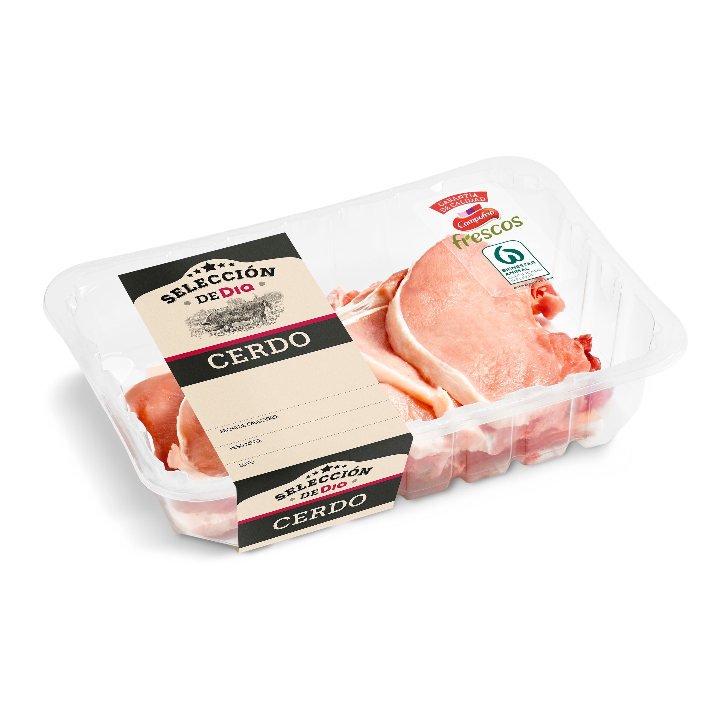 SELECCIÓN DE DIA chuleta de lomo de cerdo bandeja 600 gr