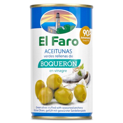 Aceitunas rellenas de boquerón en vinagre El faro 150 g-0 Aceitunas rellenas de boquerón en vinagre El faro 150 g-0