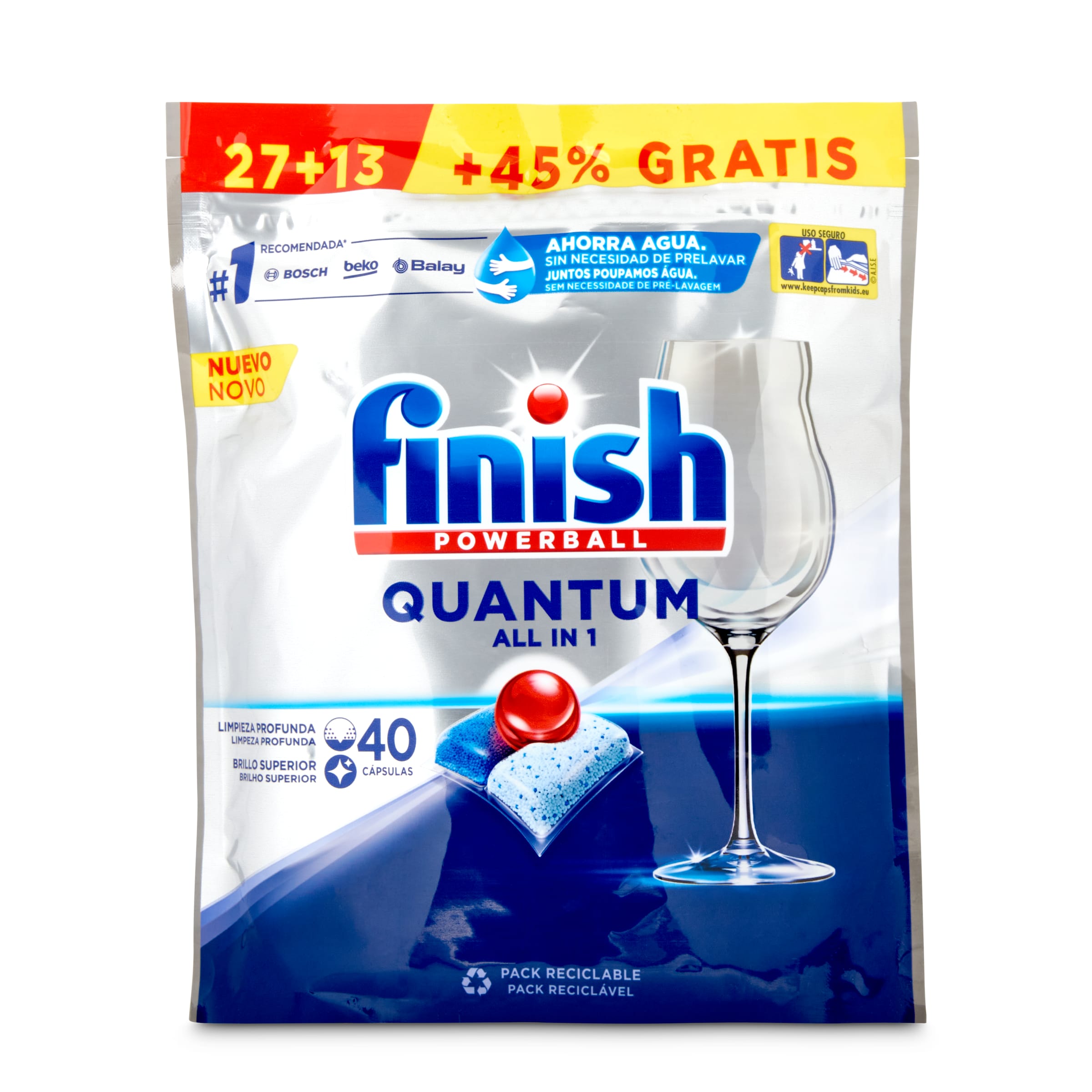 FINISH Quantum lavavajillas máquina powerball en cápsulas 40 uds