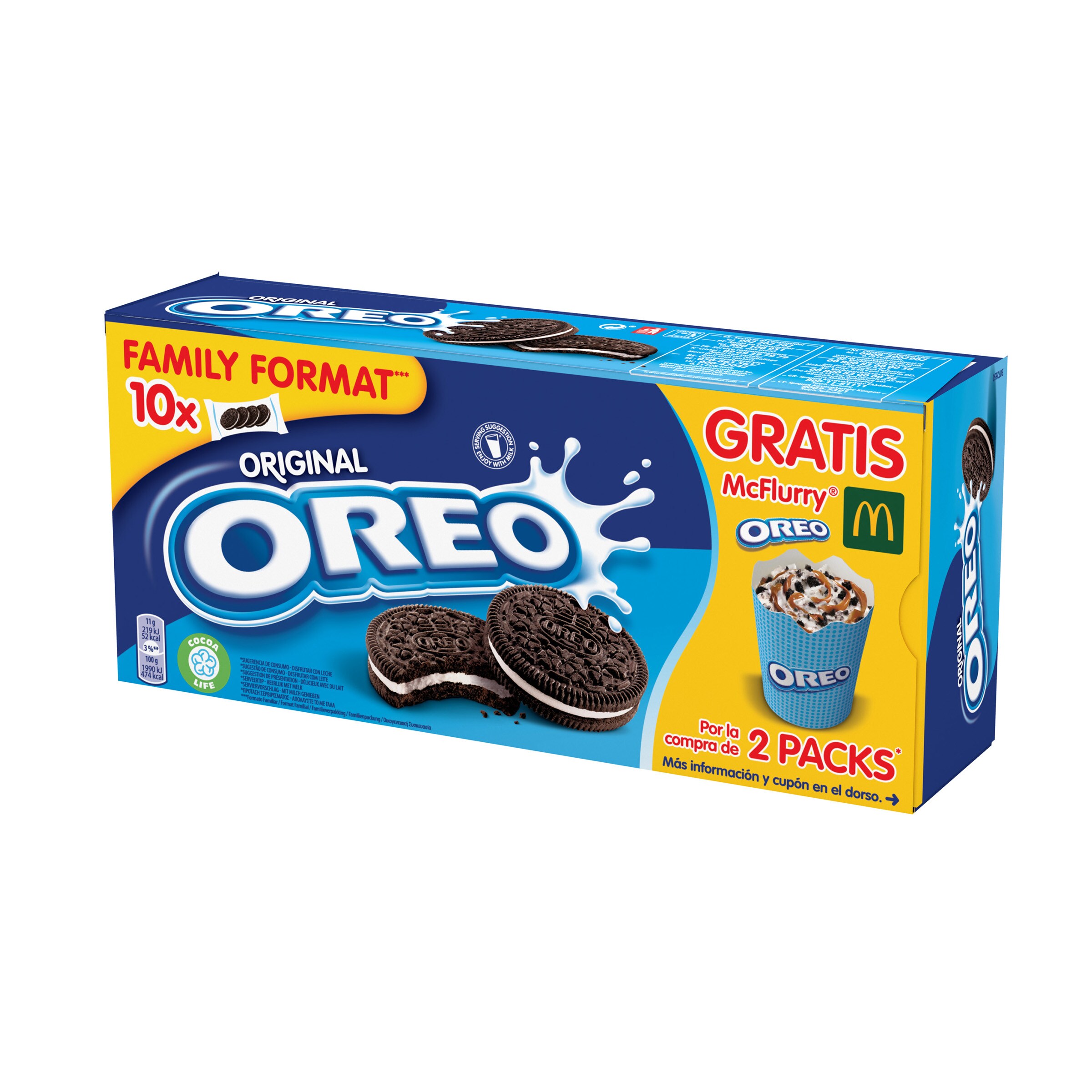 OREO galletas de chocolate rellenas de crema caja 10 uds 440 gr