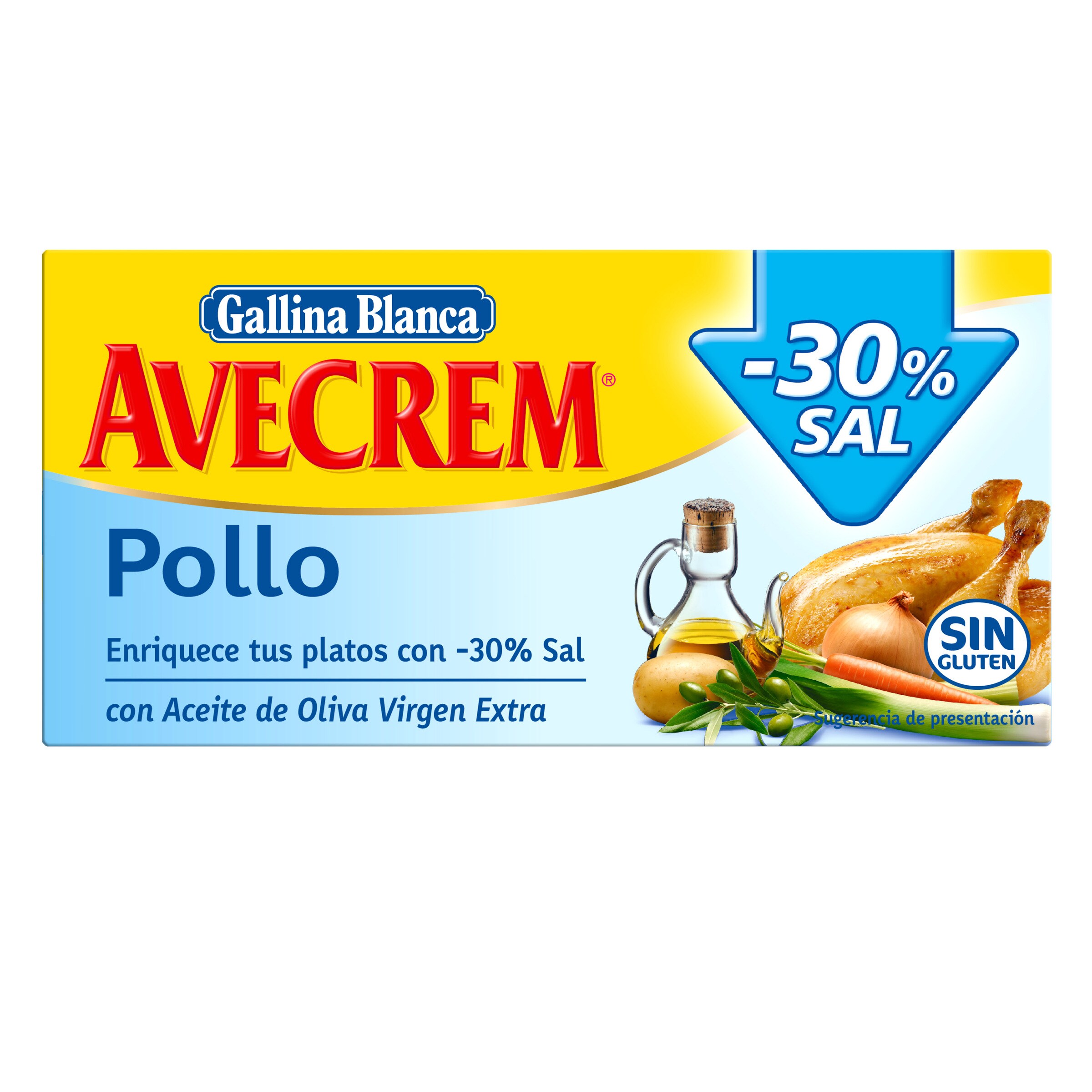 GALLINA BLANCA avecrem pollo bajo en sal  estuche 10 pastillas