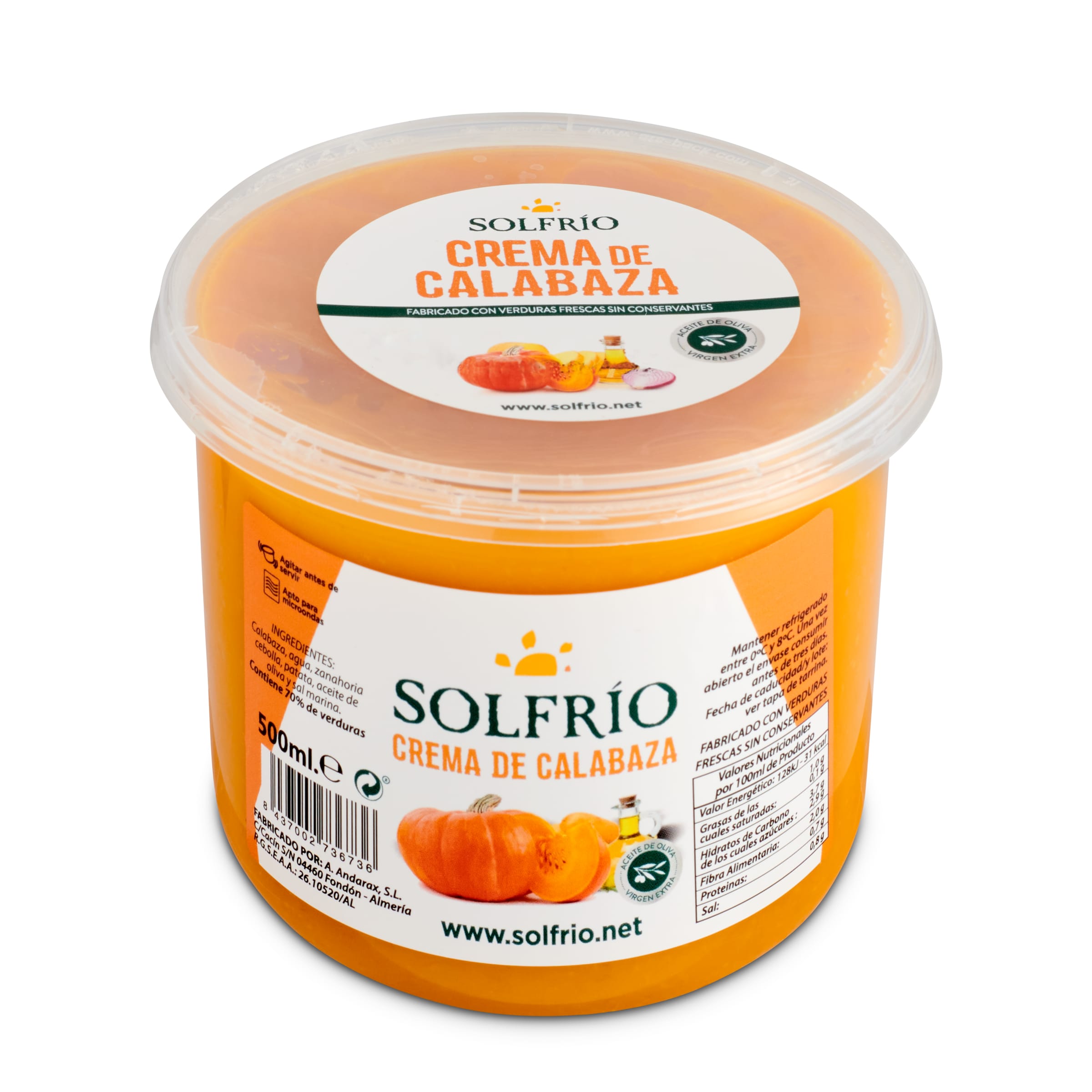Crema de calabaza tarrina 500 ml
