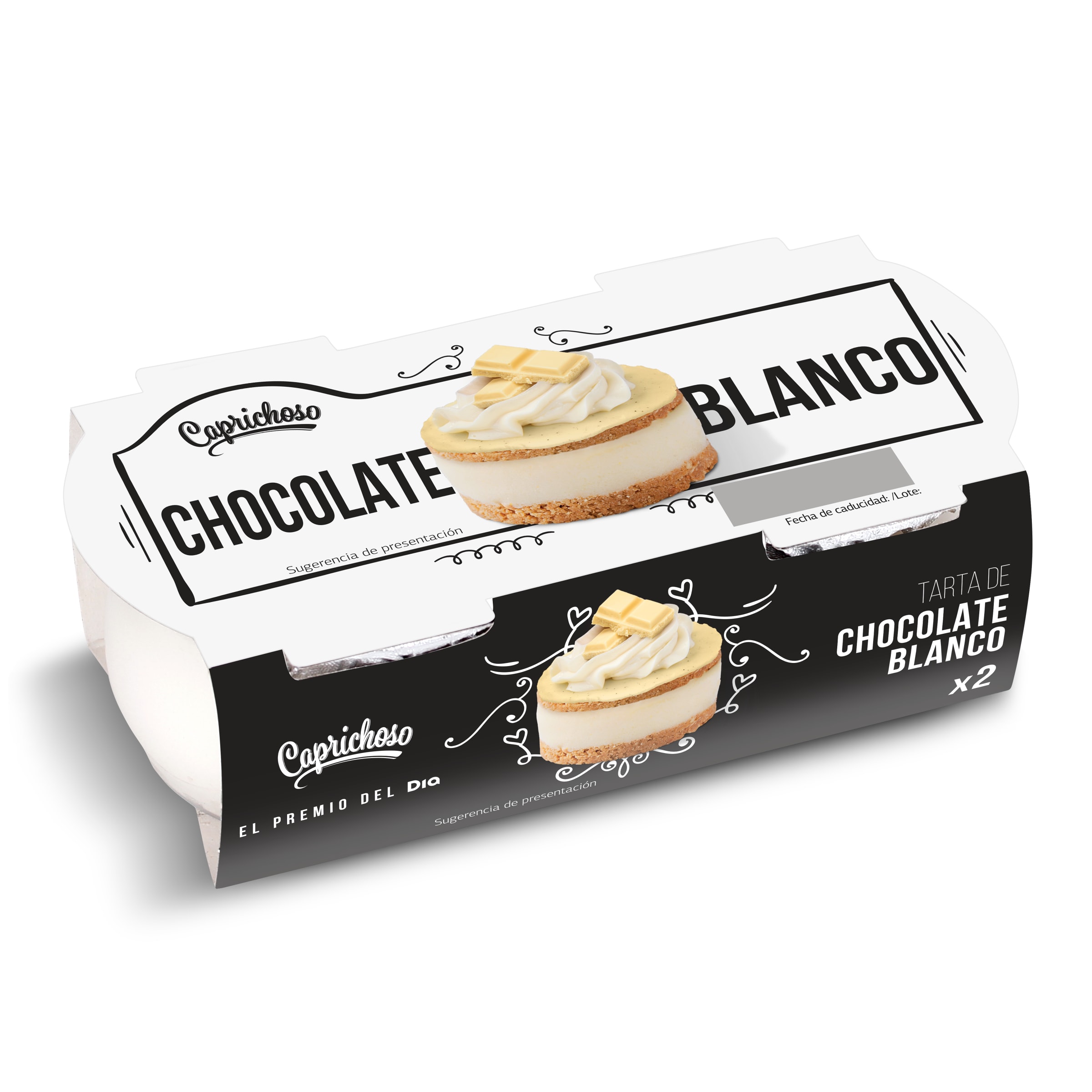 DIA CAPRICHOSO tarta de chocolate blanco pack 2 unidades 70 gr