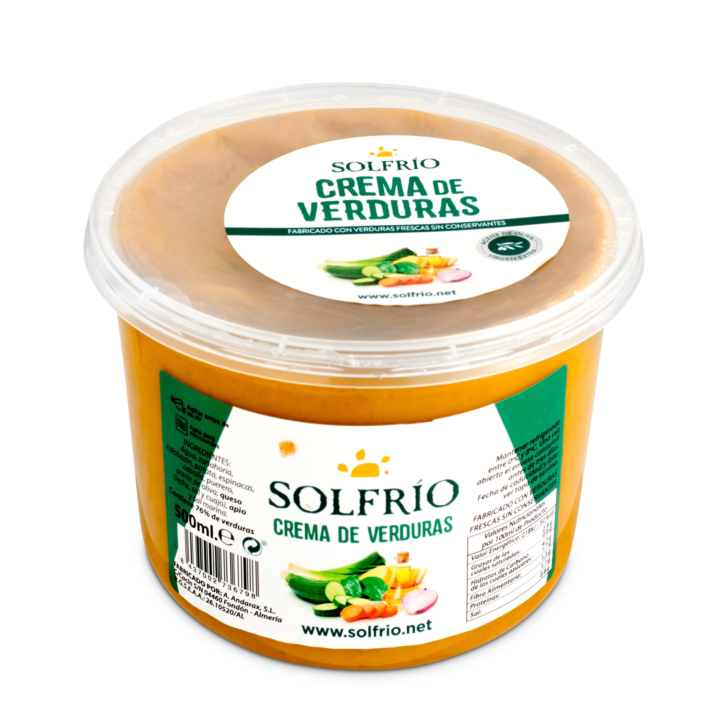 Crema de verduras tarrina 500 ml
