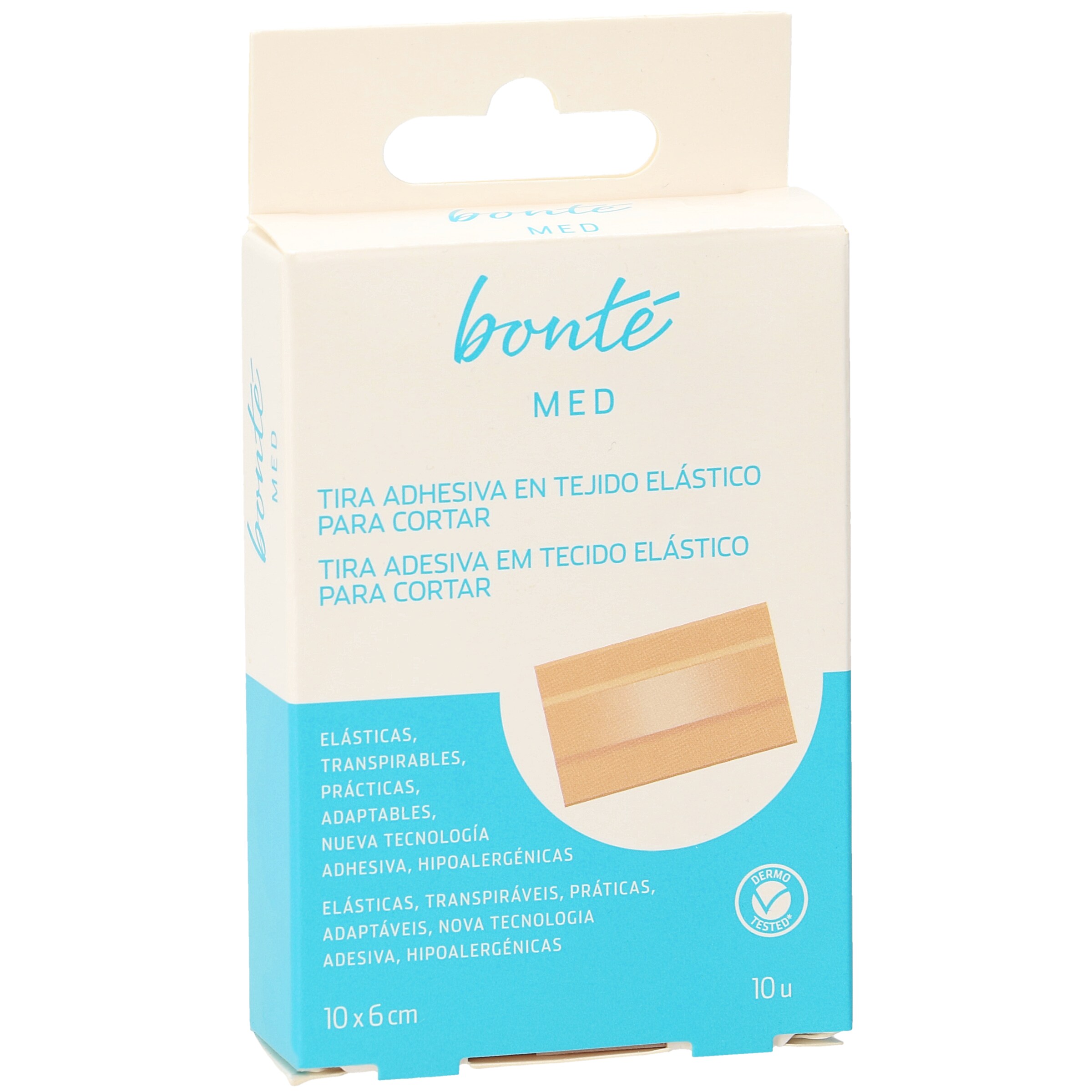 Tira adhesiva en tejido elástico para cortar 10 x 6 cm BONTE MED  CAJA 10 UD