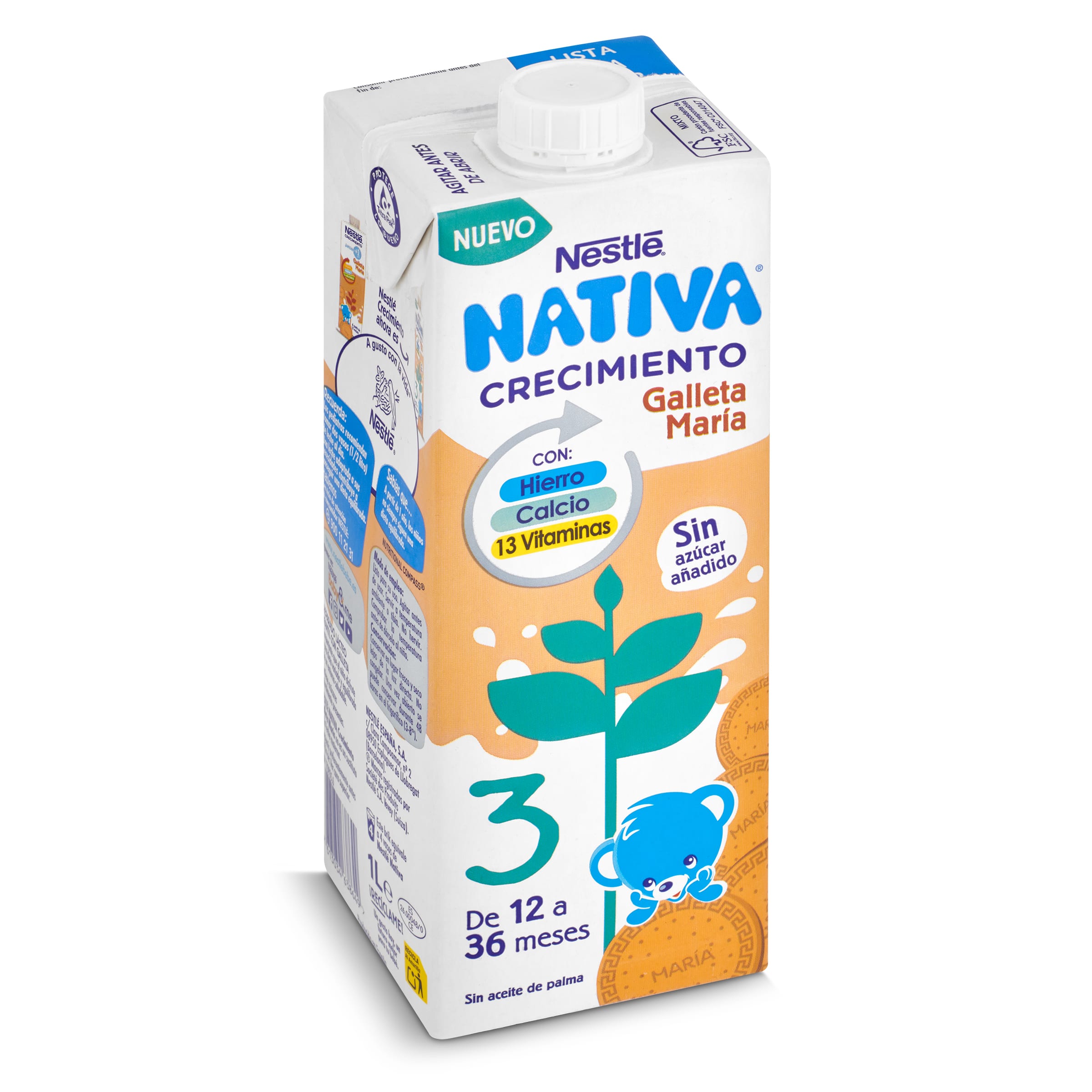 NESTLE Nativa leche crecimiento galleta María +12 meses envase 1 lt