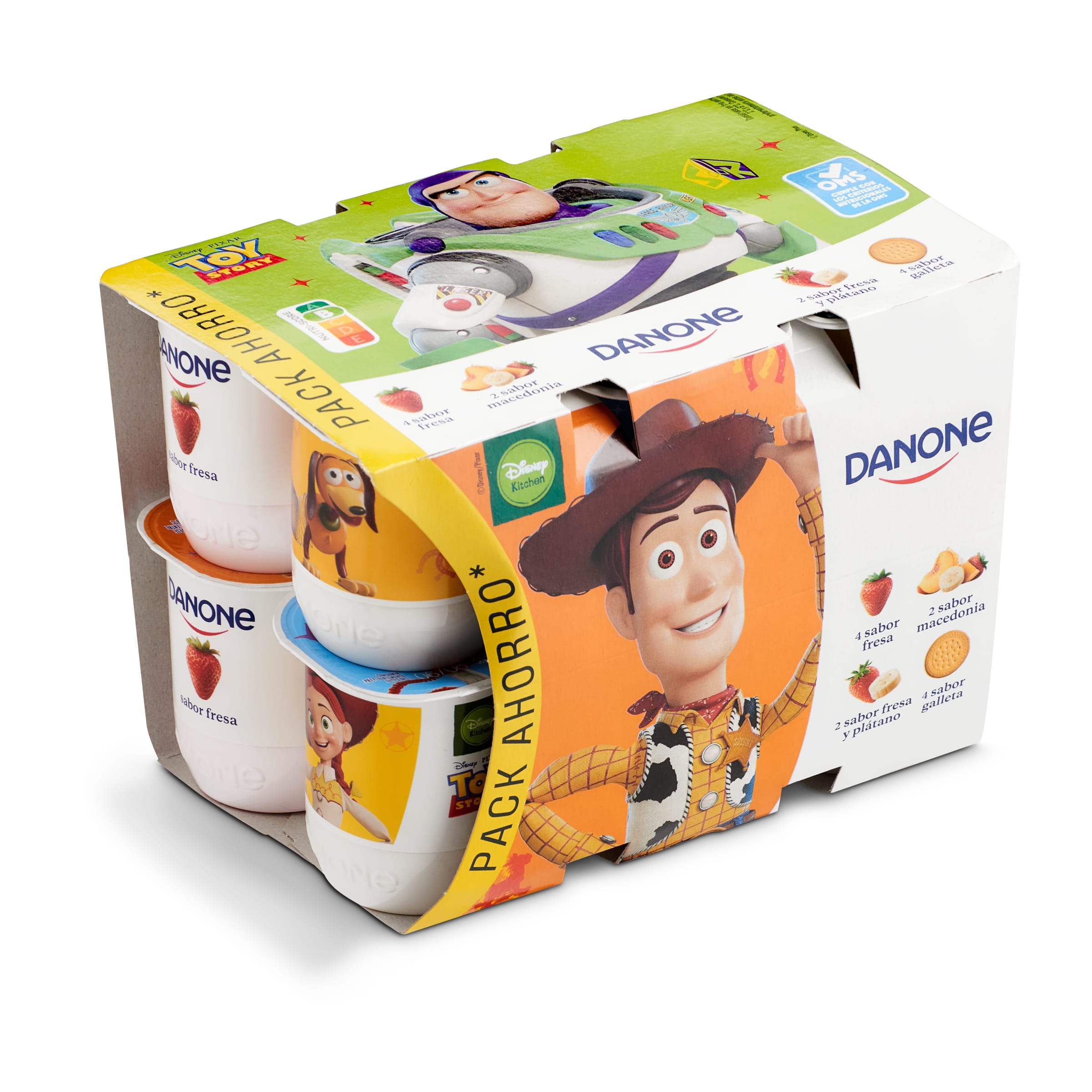 DANONE yogur fresa, macedonia, fresa y plátano y galleta pack 12 unidades 120 gr