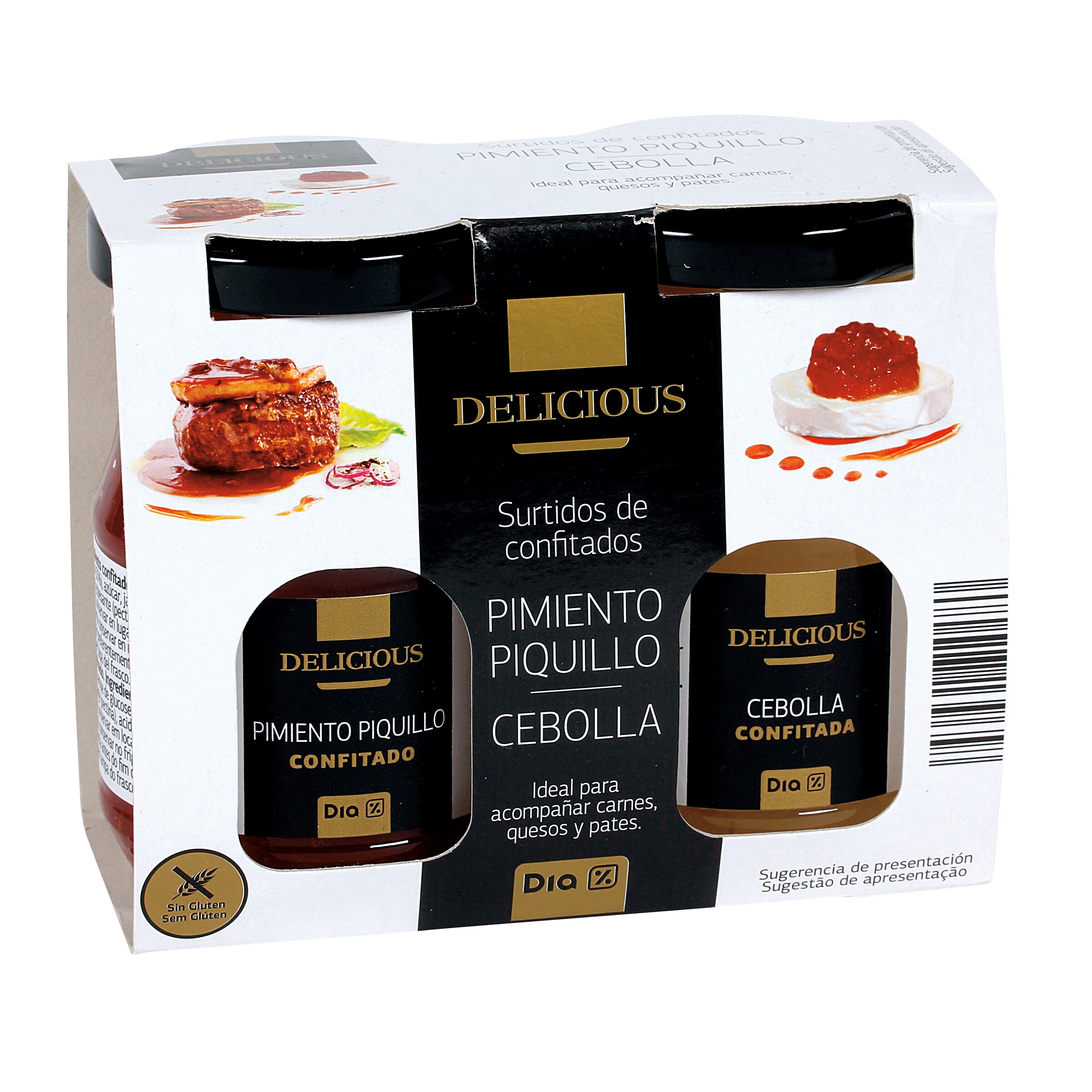 DIA DELICIOUS surtido de confitados pimiento piquillo/cebolla pack 2x170 gr