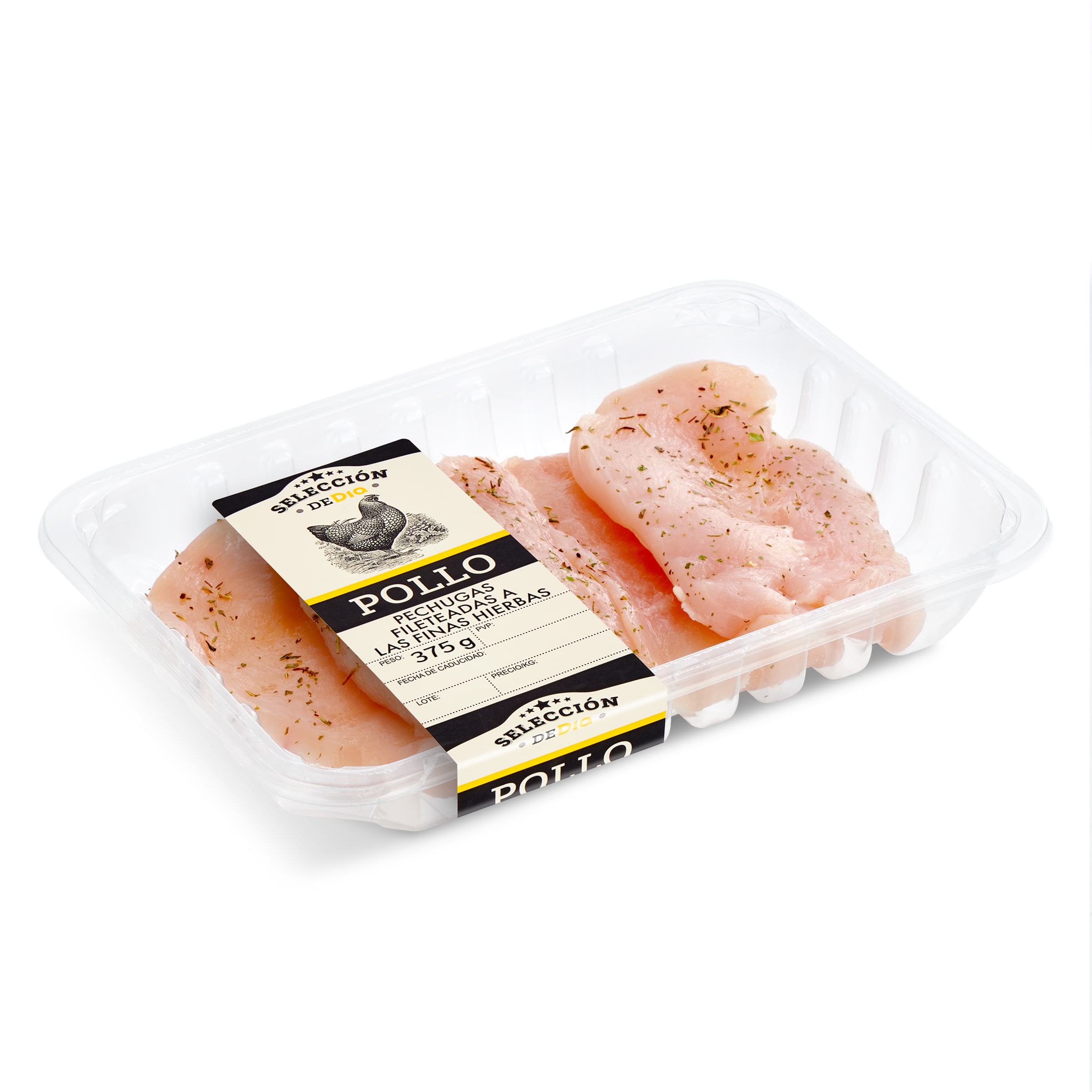 SELECCIÓN DE DIA filetes de pechuga de pollo a las finas hierbas bandeja 375 gr