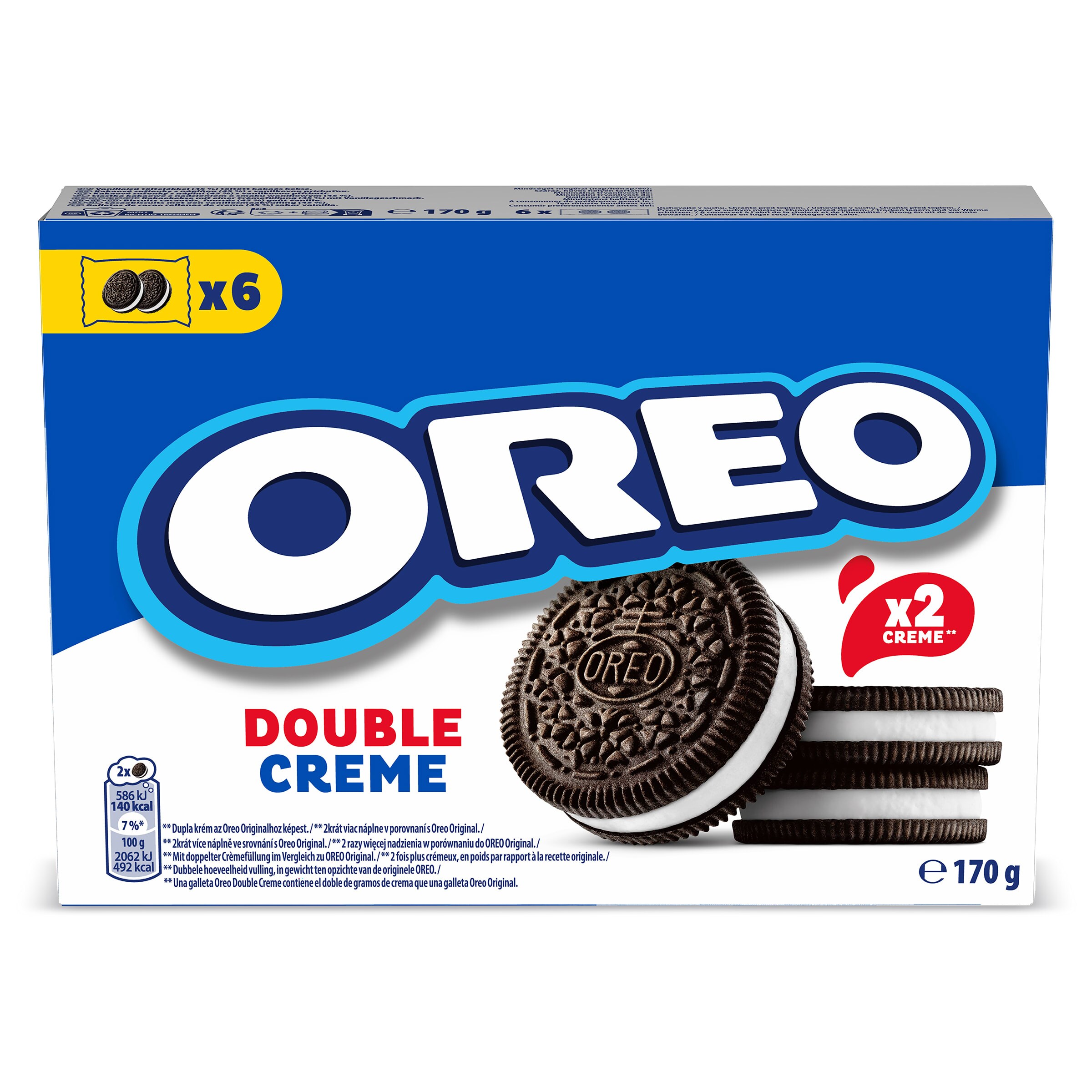 Galletas de cacao rellenas de doble crema Oreo bolsa 170 g
