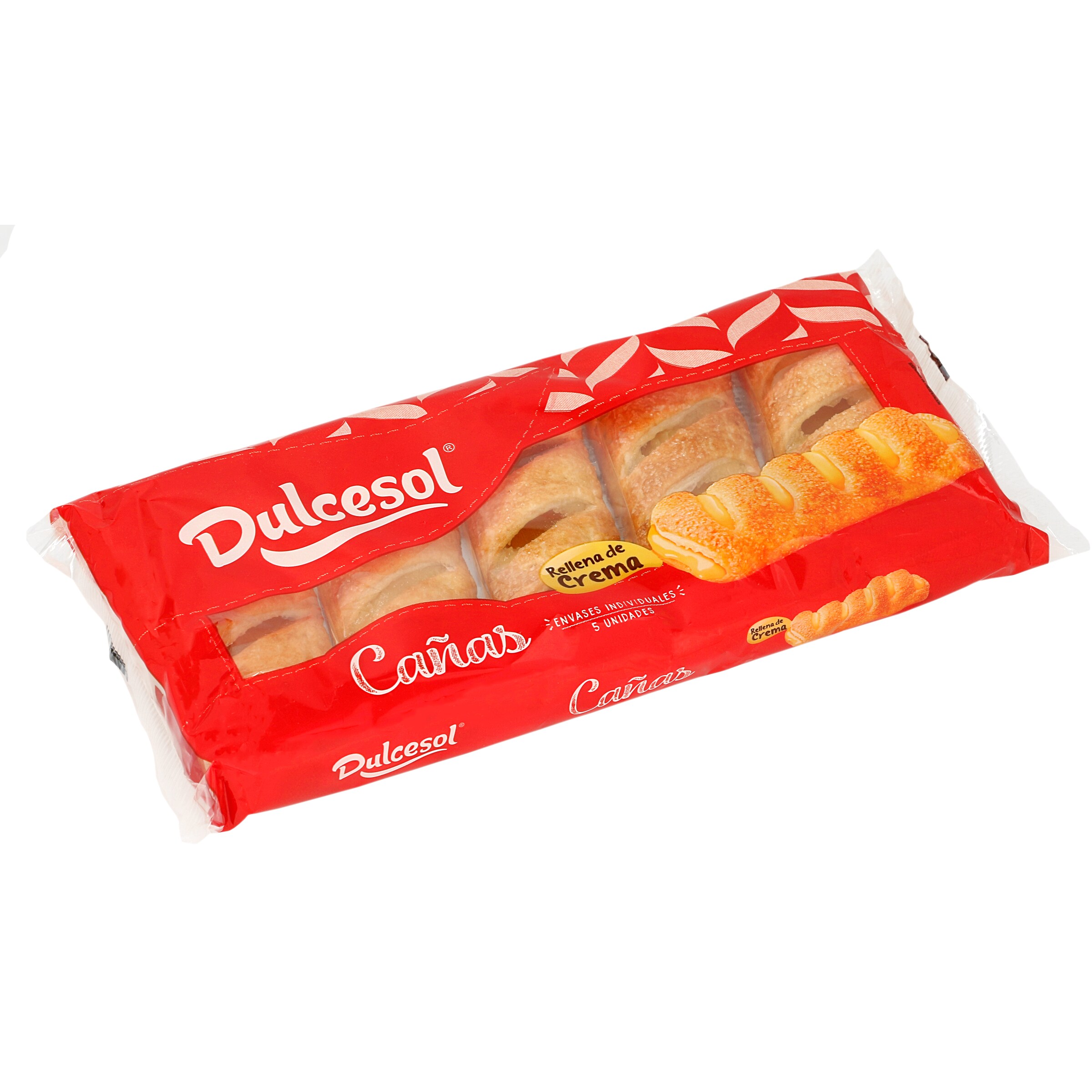 DULCESOL caña relleno de crema 5 uds paquete 312 gr
