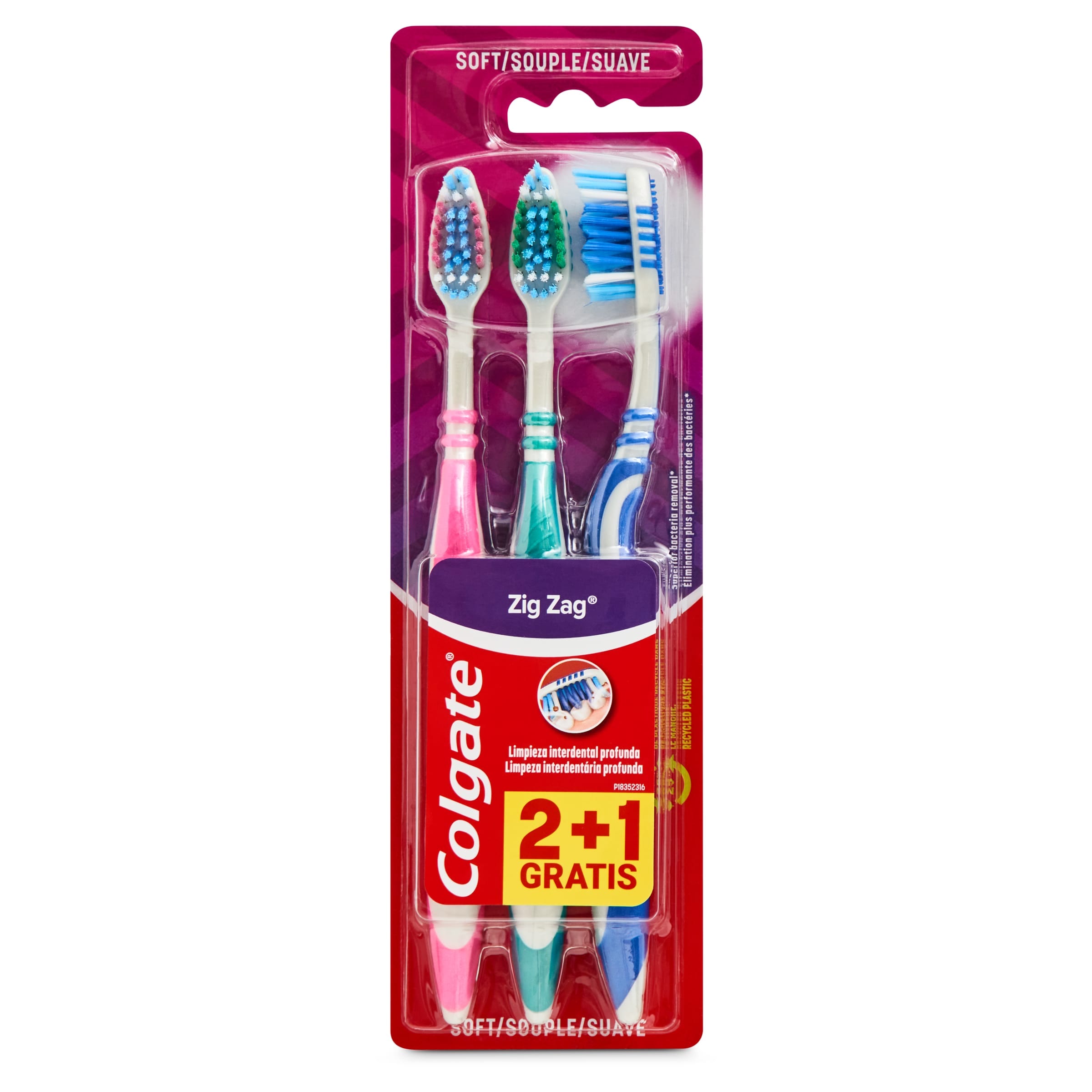 COLGATE cepillo dental zig zag suave blister 3 unidades