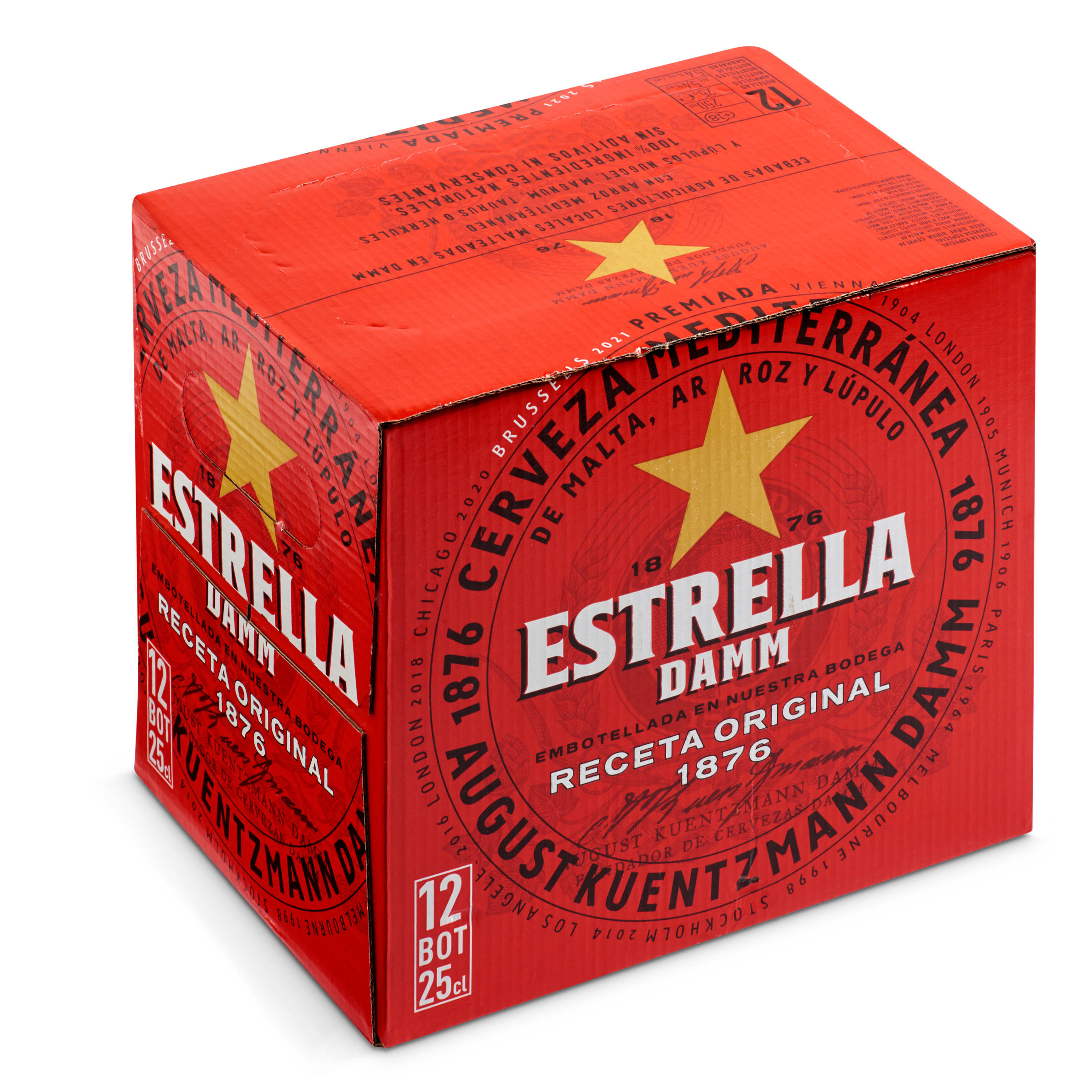 ESTRELLA DAMM cerveza rubia nacional pack 12 botellas 25 cl