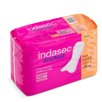Compresas de incontinencia maxi Indasec 15 unidades-0 Compresas de incontinencia maxi Indasec 15 unidades-0
