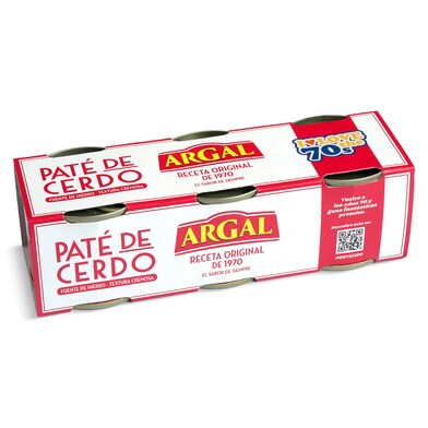 Paté de cerdo original Argal 3 x 83 g-0 Paté de cerdo original Argal 3 x 83 g-0