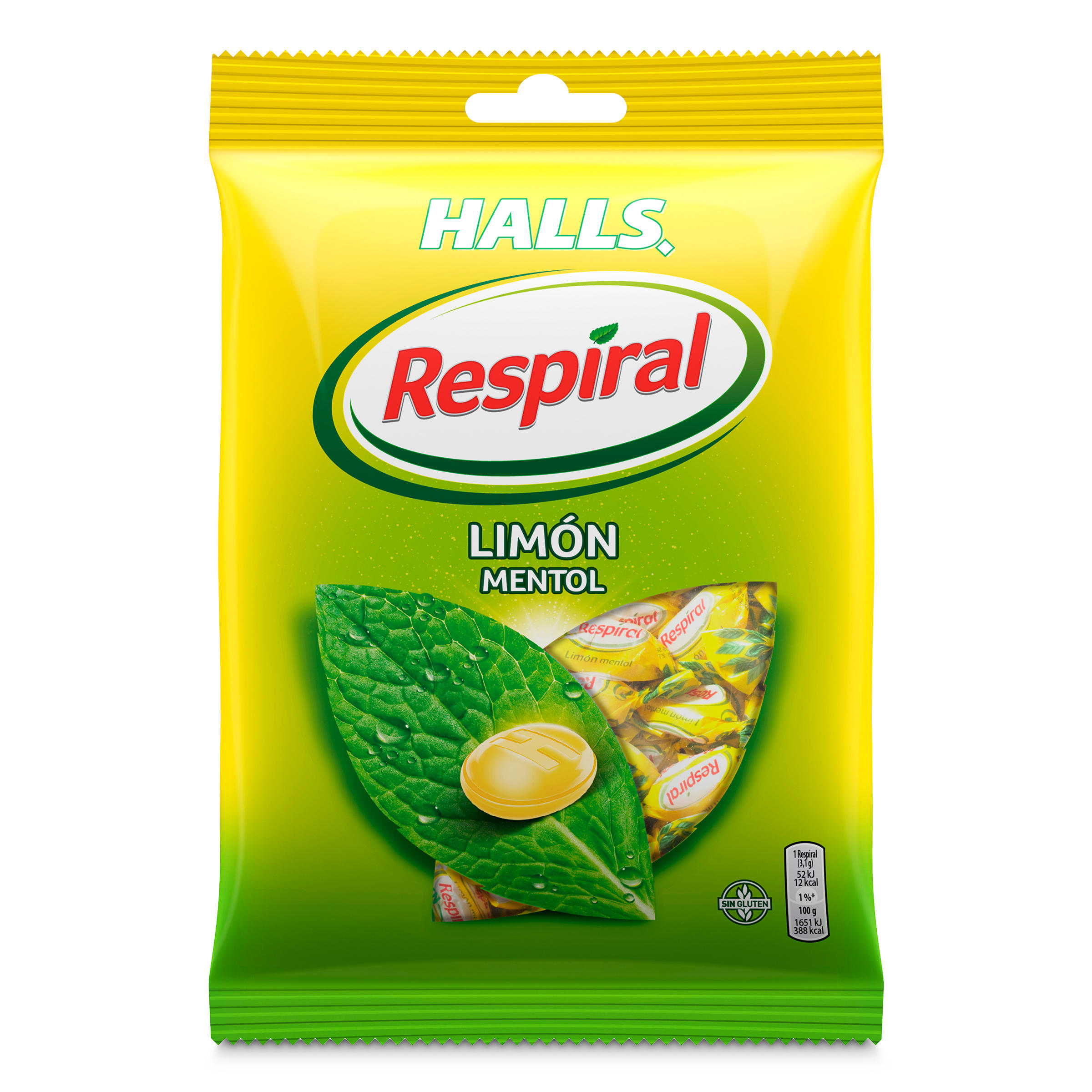 RESPIRAL caramelos sabor limón mentol bolsa 150 gr