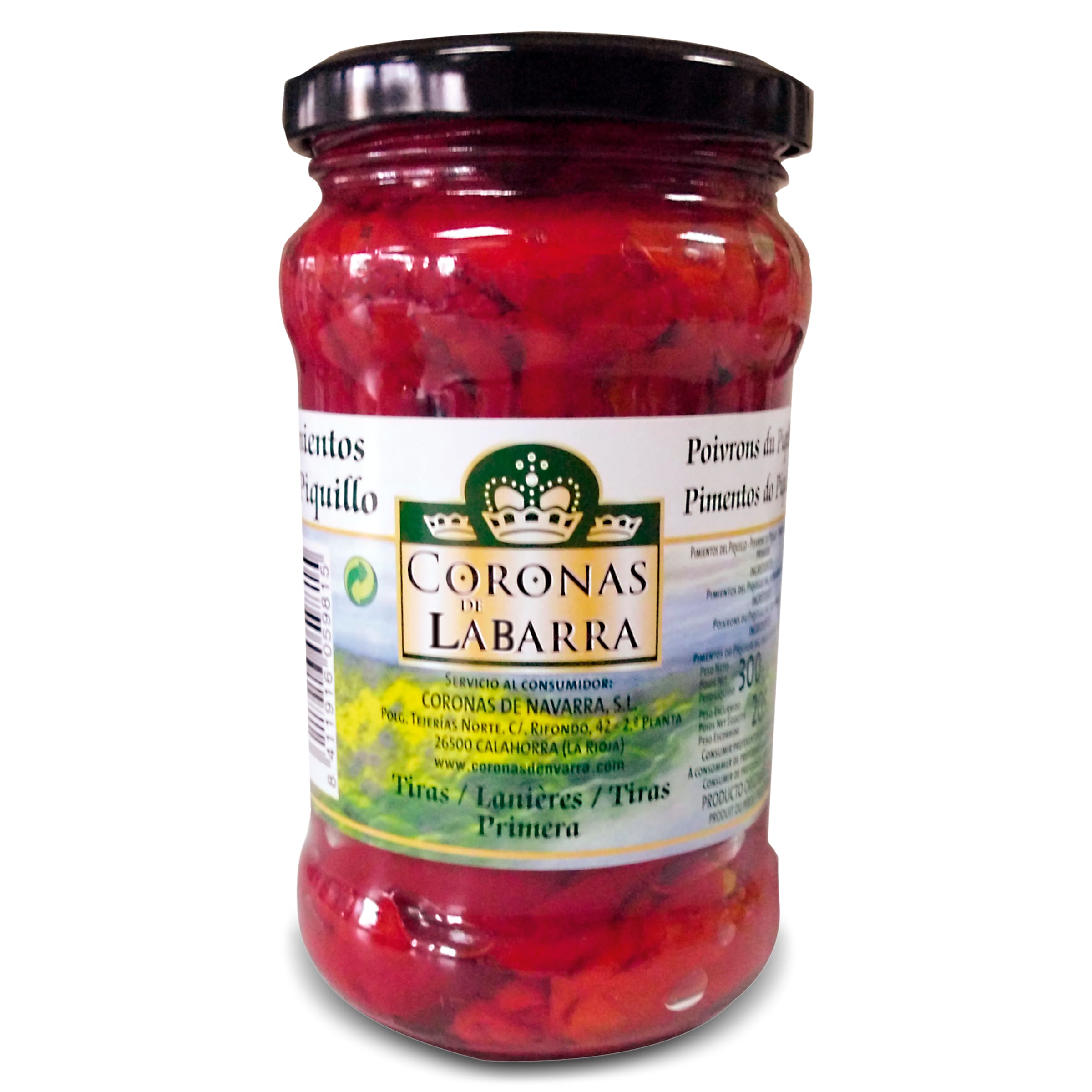 CORONAS DE LABARRA pimiento de piquillo en tiras frasco 220 gr