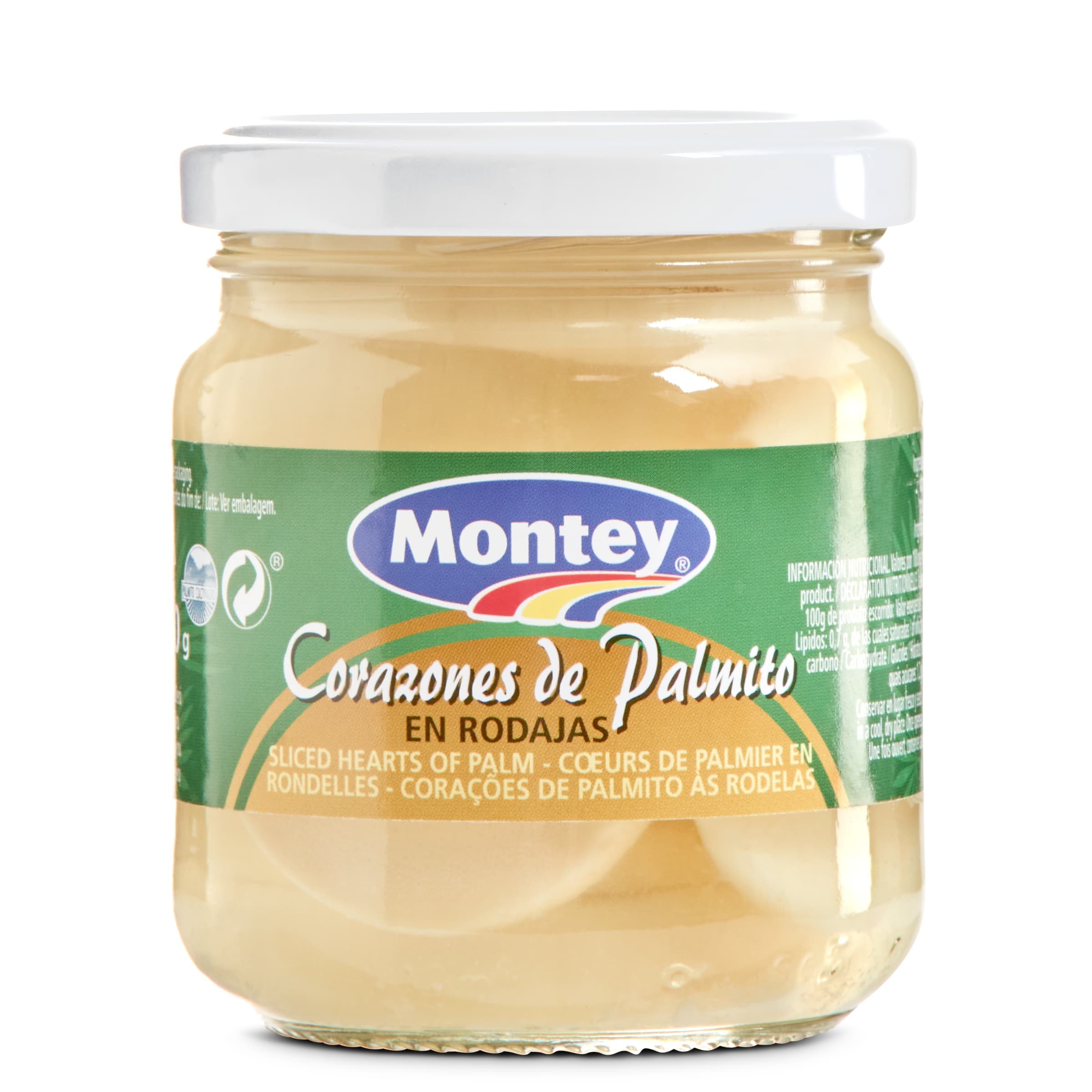 MONTEY corazones de palmito cortado frasco 125 ml