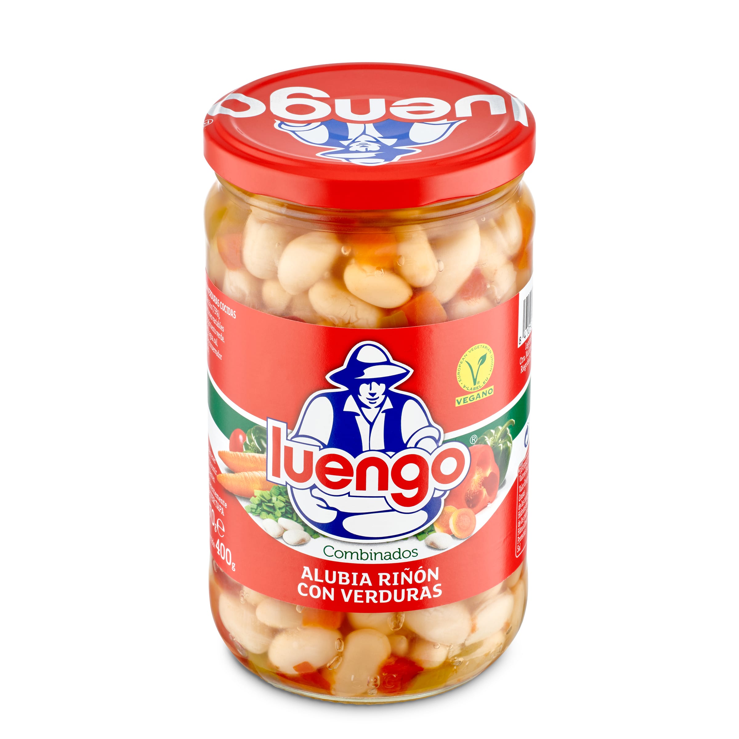 LUENGO alubias con verduras cocidas frasco 400 gr
