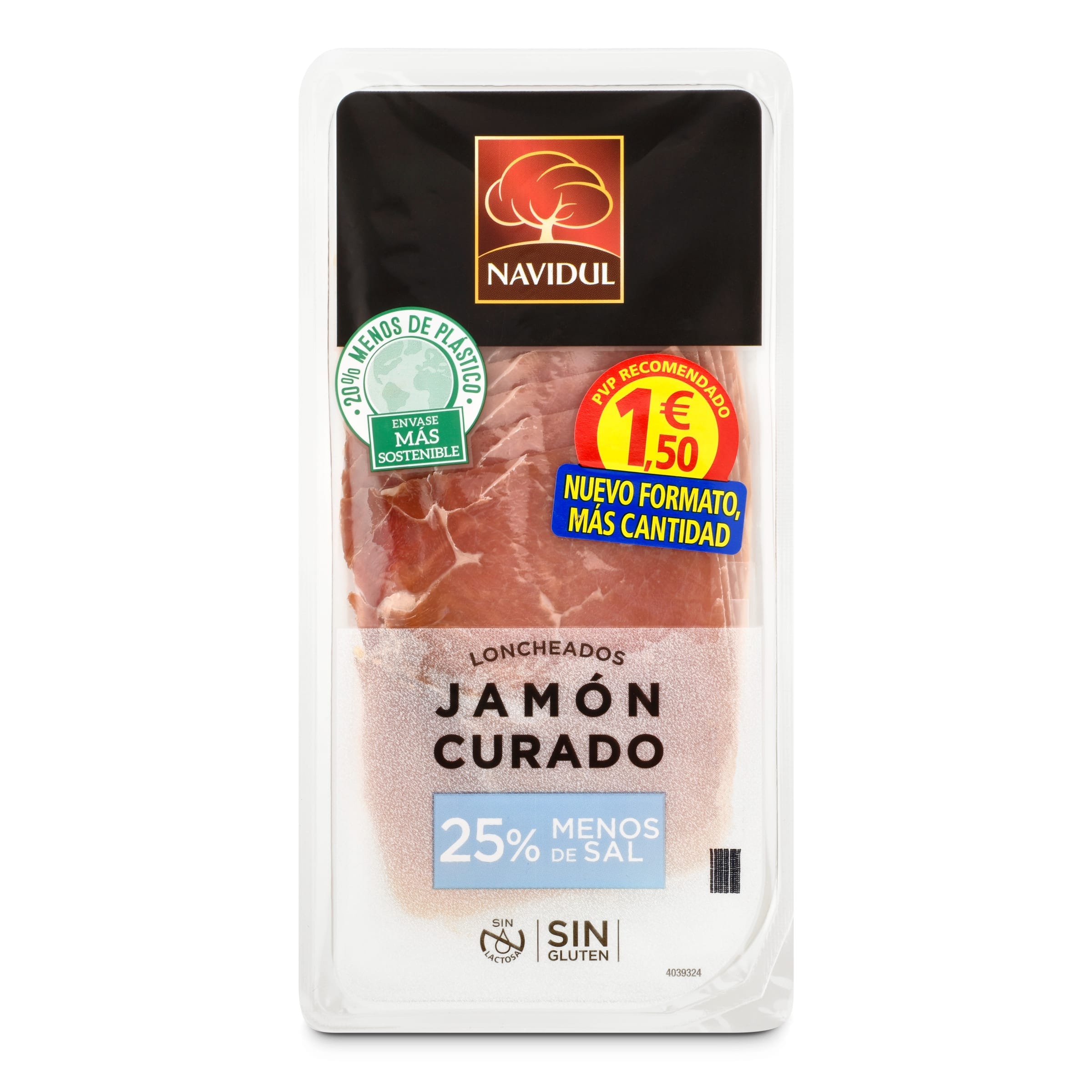 NAVIDUL jamón curado en lonchas bajo en sal 110 gr