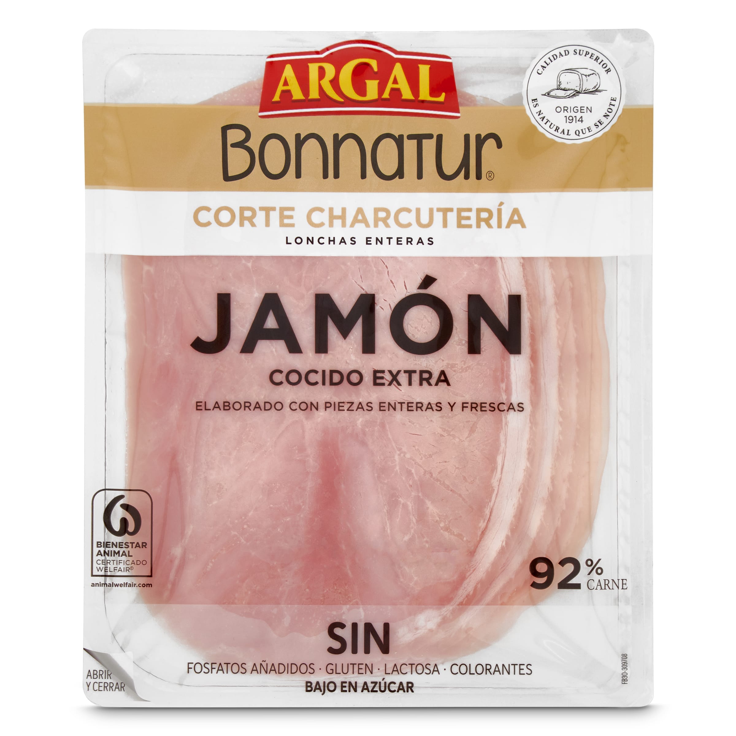 BONNATUR jamón cocido extra lonchas envase 140 gr