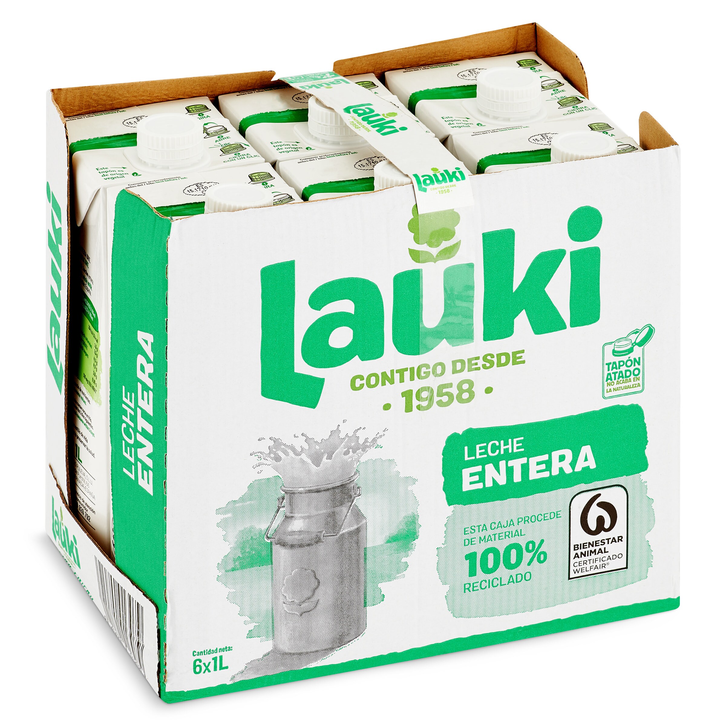 Leche entera Lauki pack 6 x 1 L