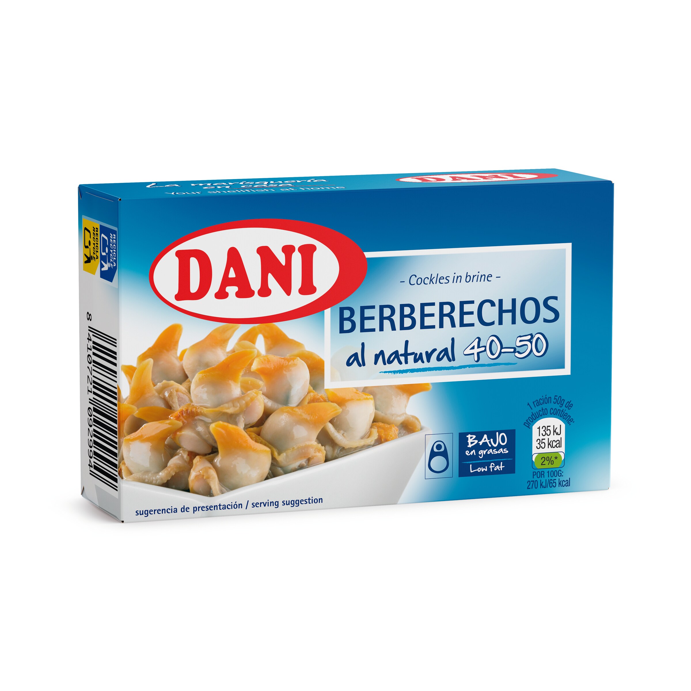 DANI berberechos al natural 40/50 piezas lata 63 gr