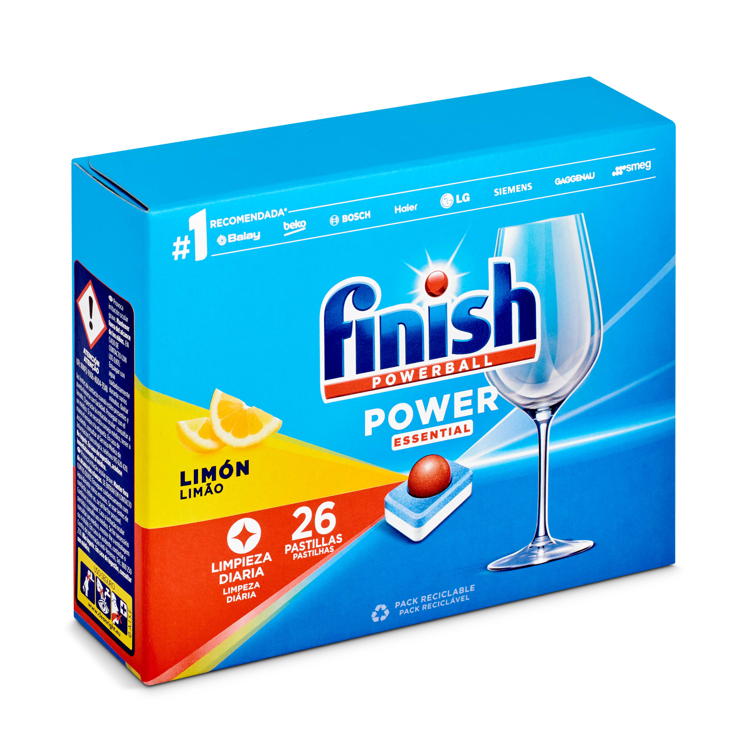 FINISH lavavajillas todo en uno powerball limón en cápsulas caja 26 uds