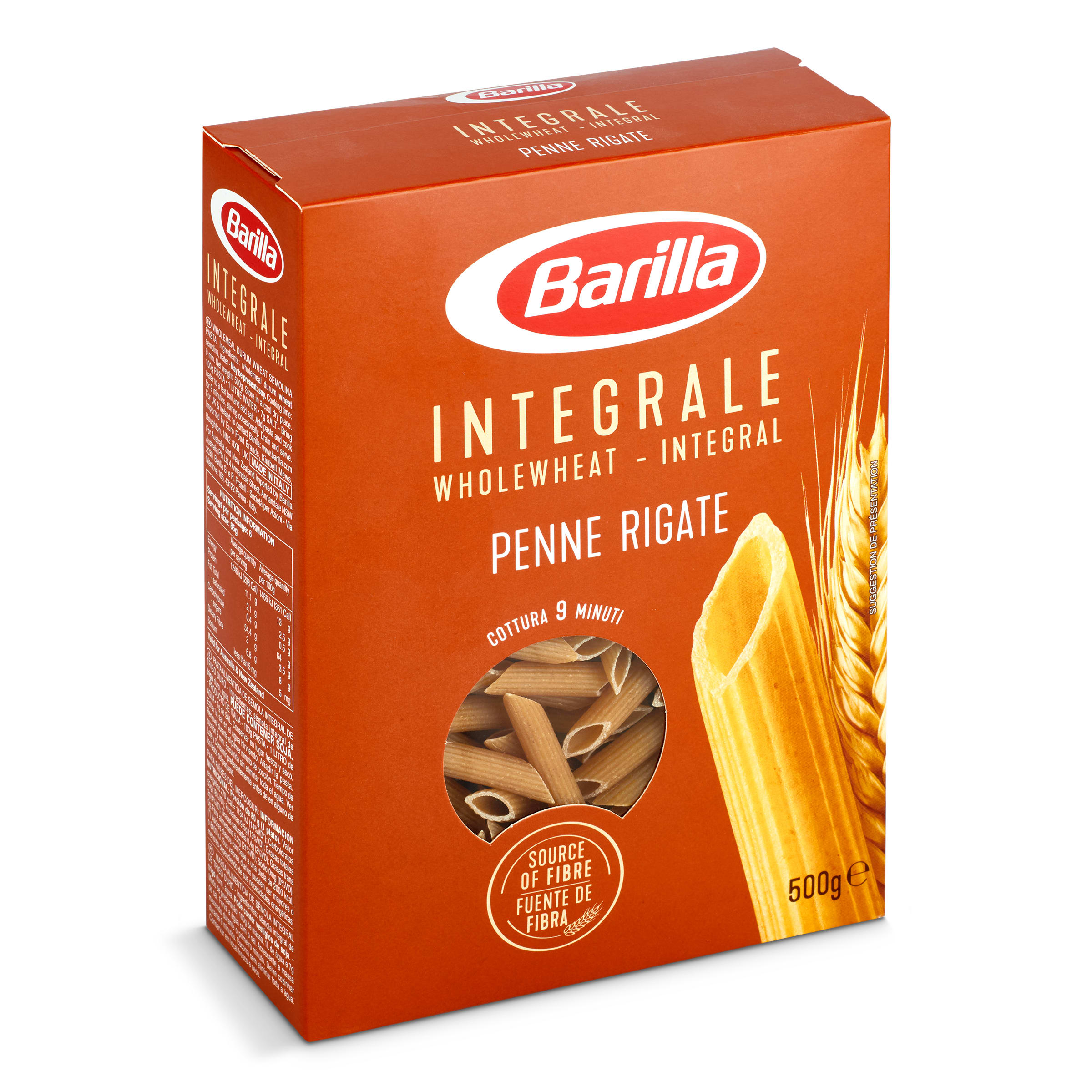 BARILLA pasta penne rigate integral caja 500 gr