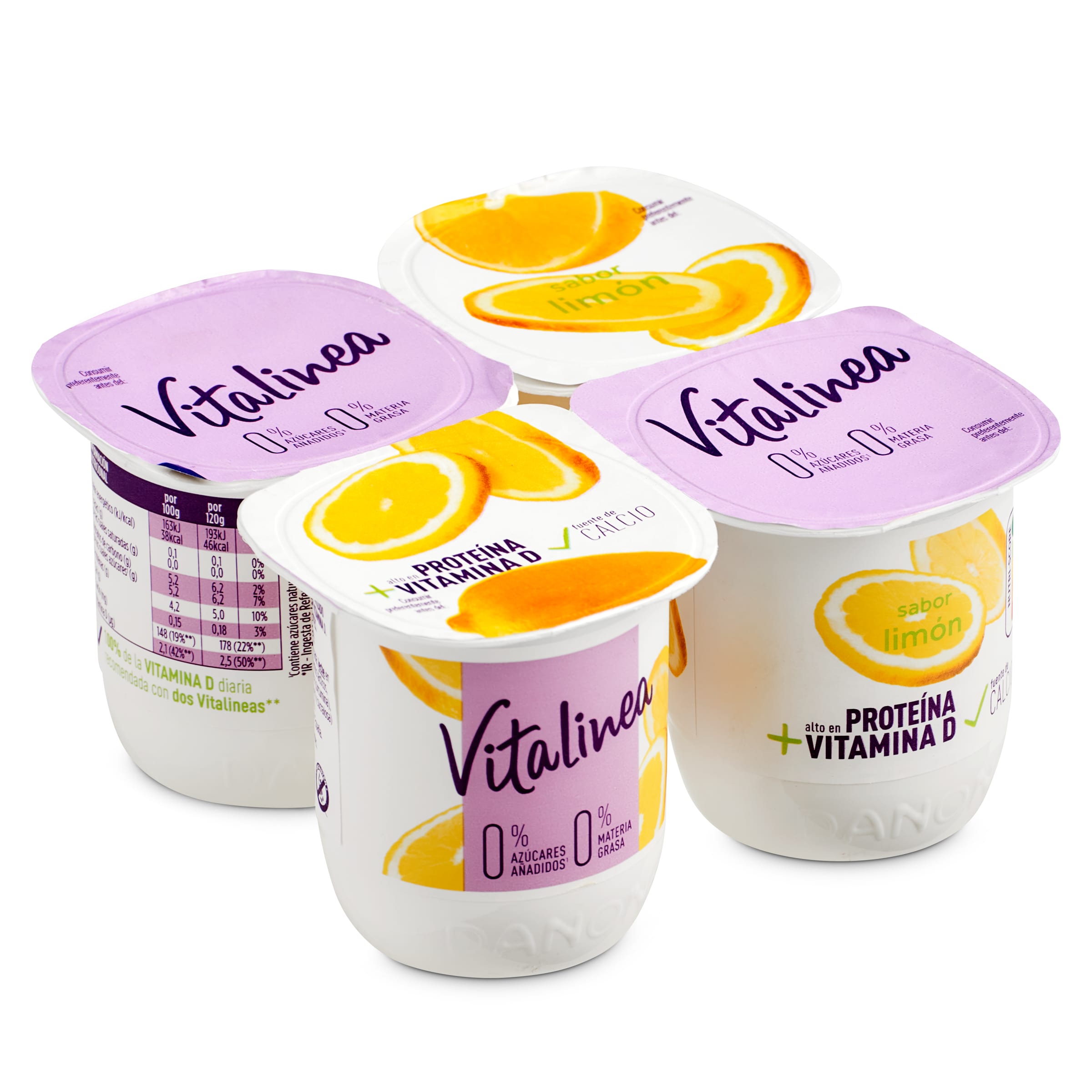DANONE VITALINEA yogur desnatado sabor limón pack 4 unidades 125 gr
