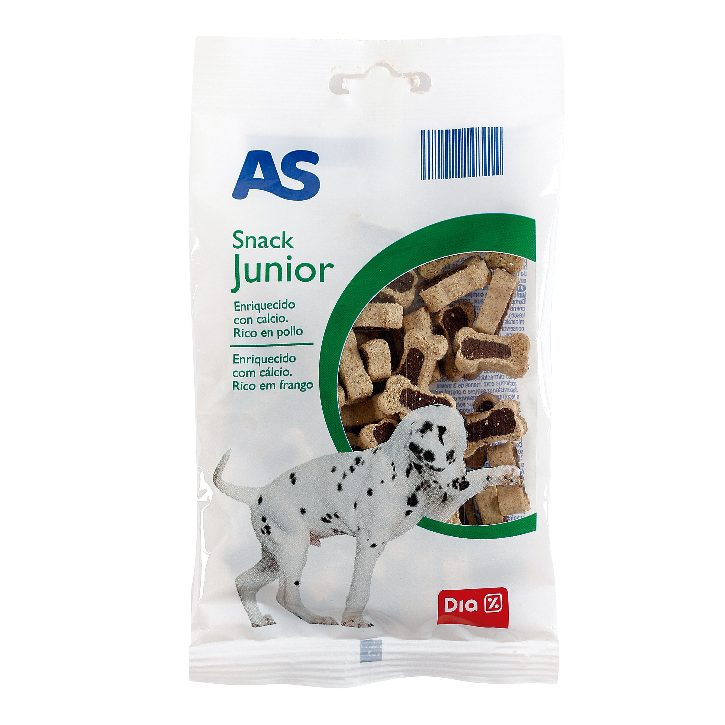 AS snack para perros junior huesitos rico en pollo bolsa 100 gr