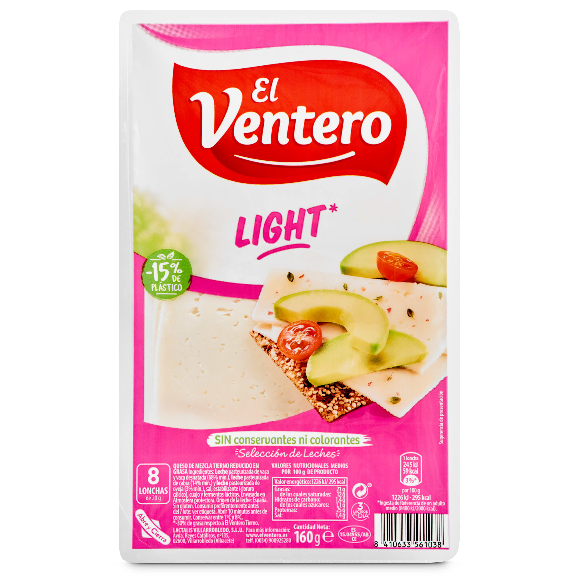 EL VENTERO queso tierno light lonchas envase 160 gr