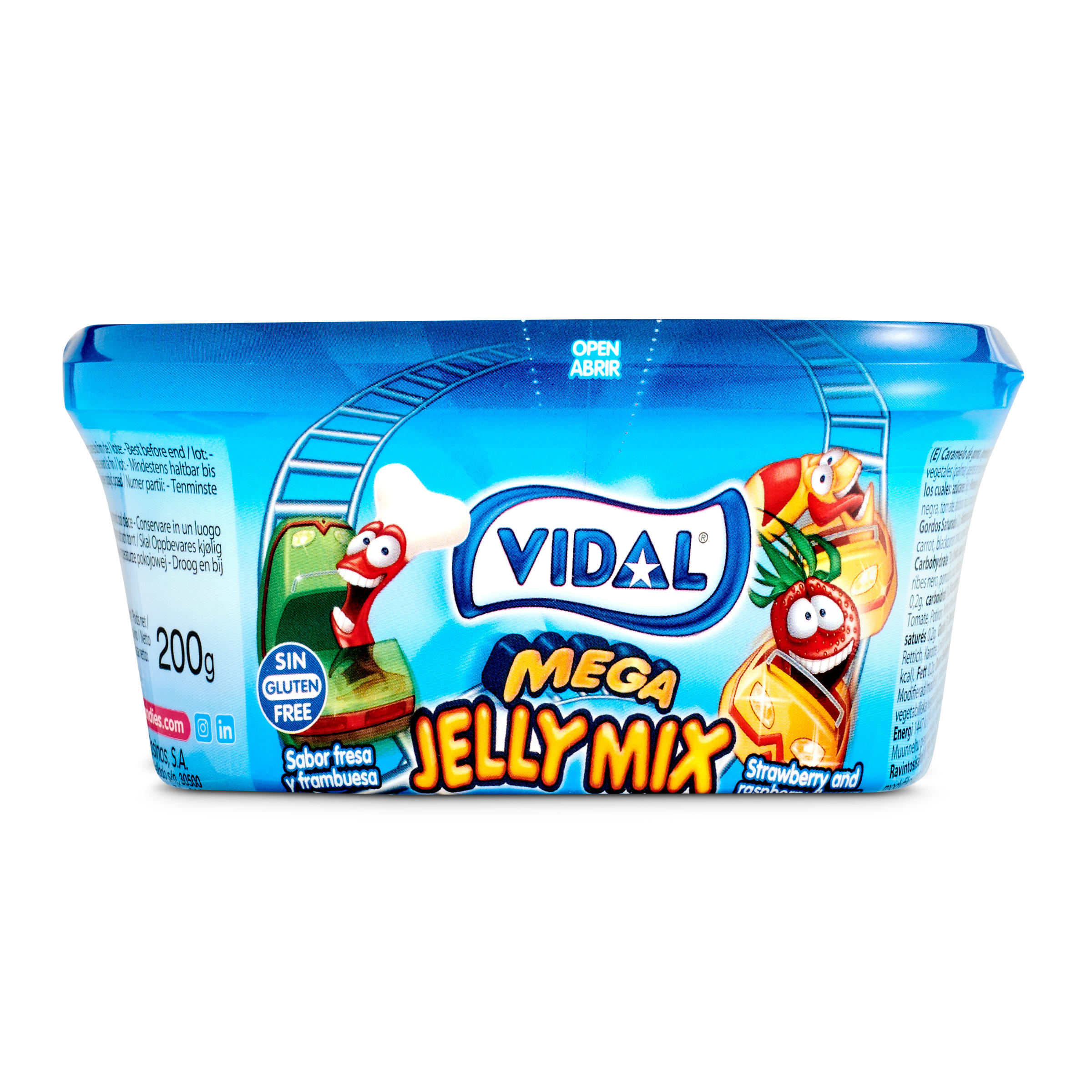 VIDAL golosinas mega jelly mix tarrina 200 gr
