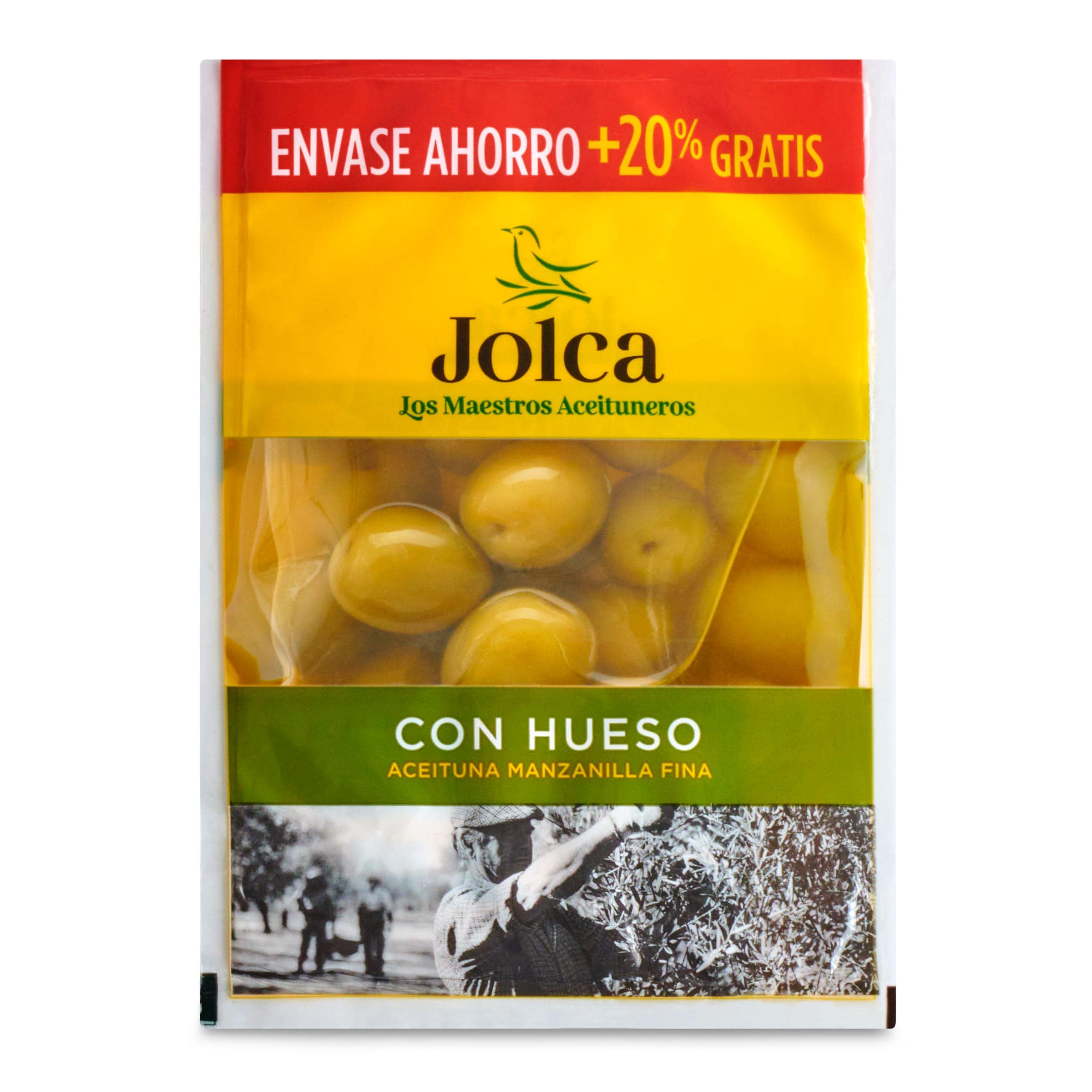 JOLCA aceitunas verdes con hueso bolsa 120 gr