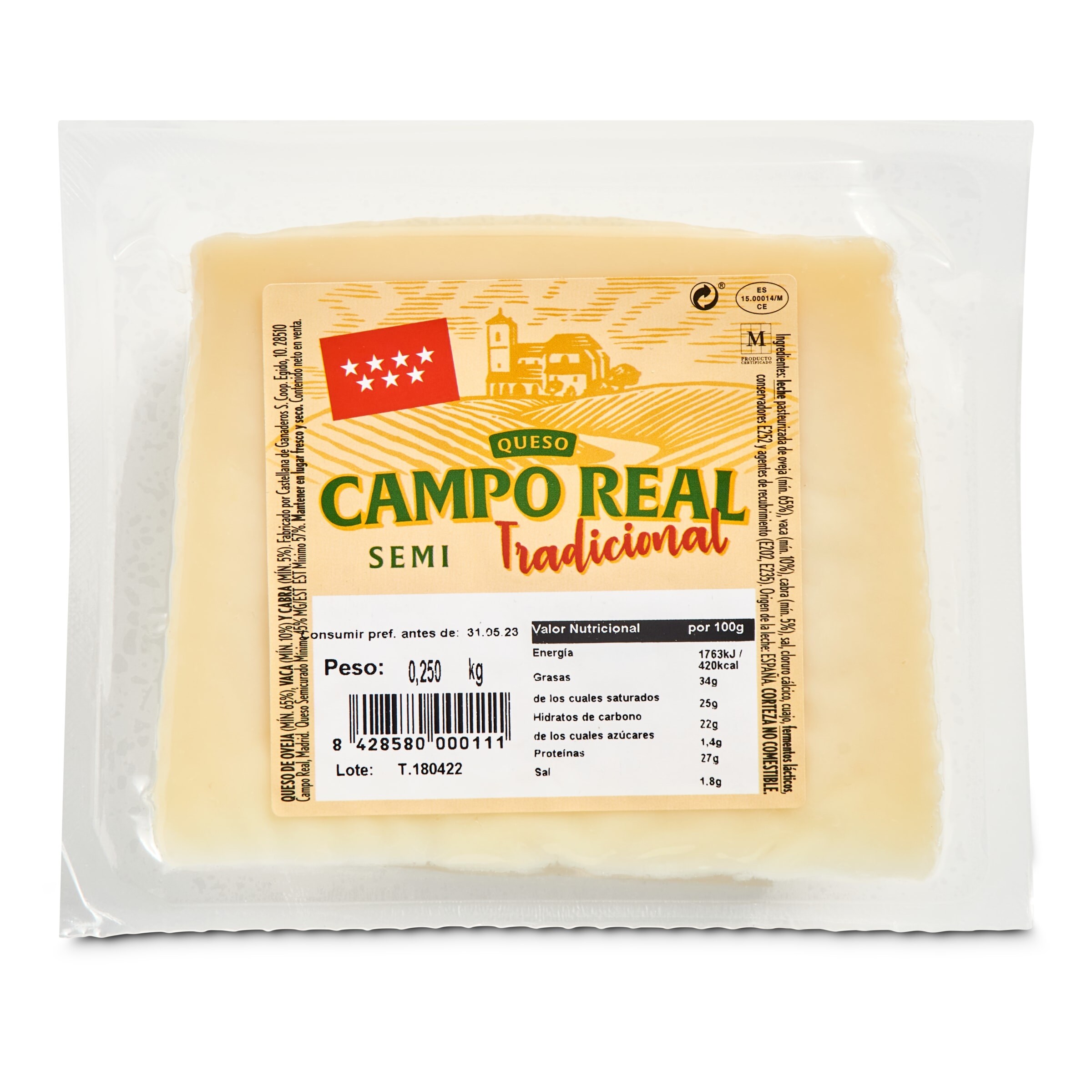 CAMPO REAL queso mezcla semicurado cuña 250 gr