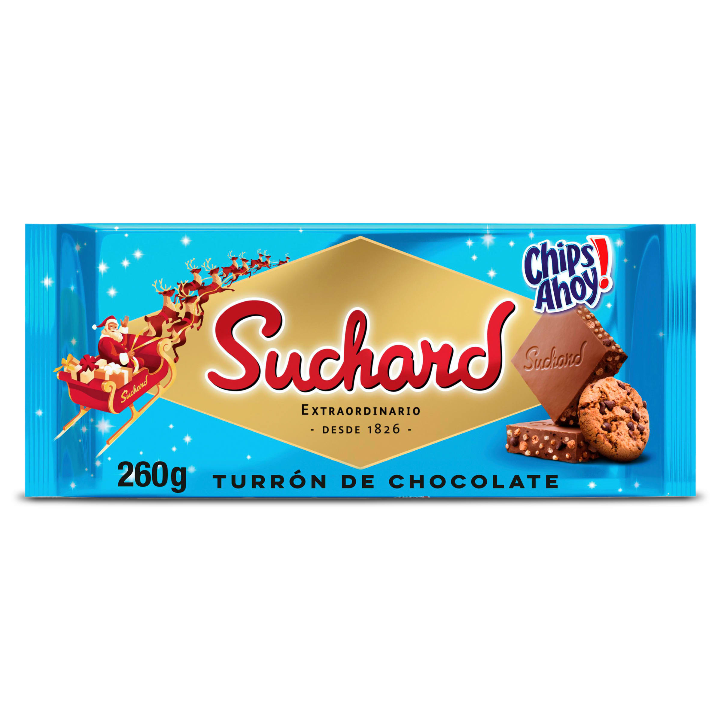 SUCHARD turrón de chocolate con chips ahoy estuche 260 gr