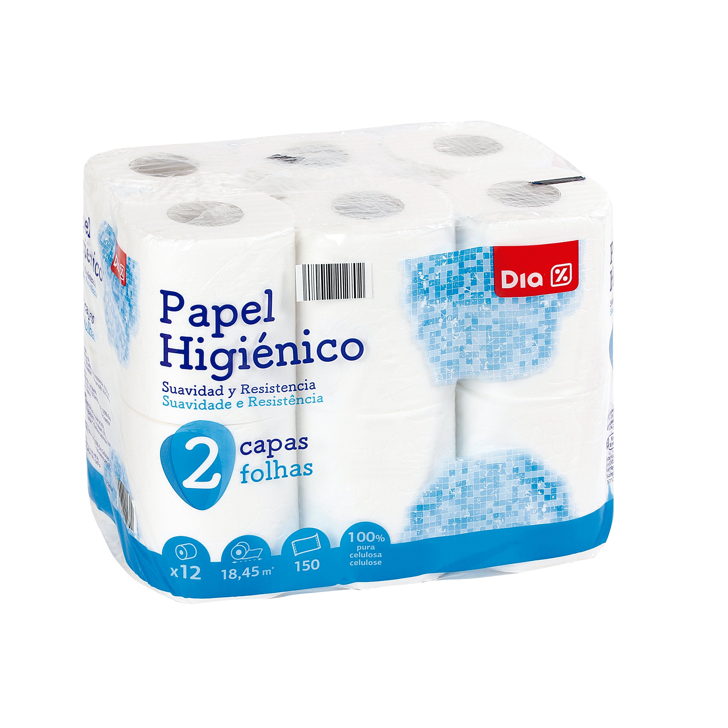 Papel higiénico blanco 2 capas DIA DIA BOLSA 12 UD - Supermercados DIA