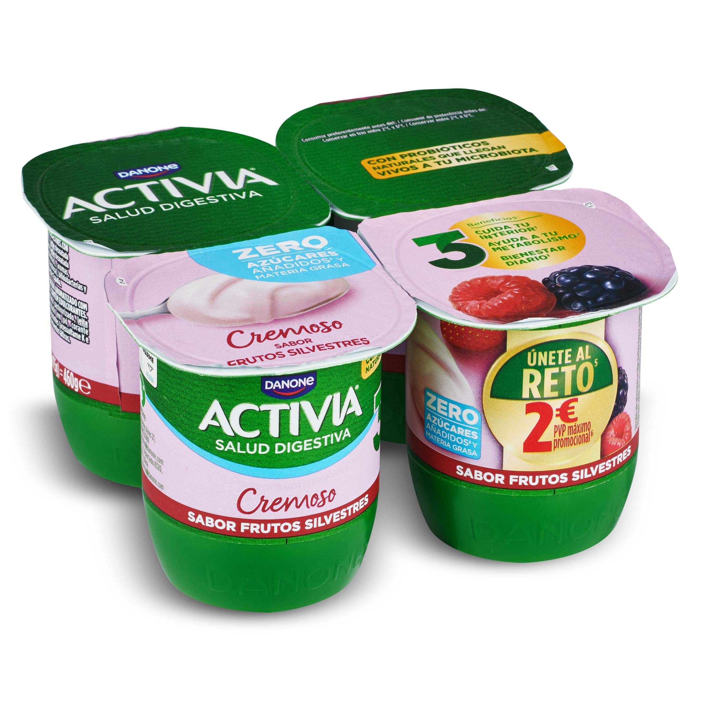 DANONE ACTIVIA bífidus cremoso cocktail de frutas 0% M.G pack 4 uds 125 gr