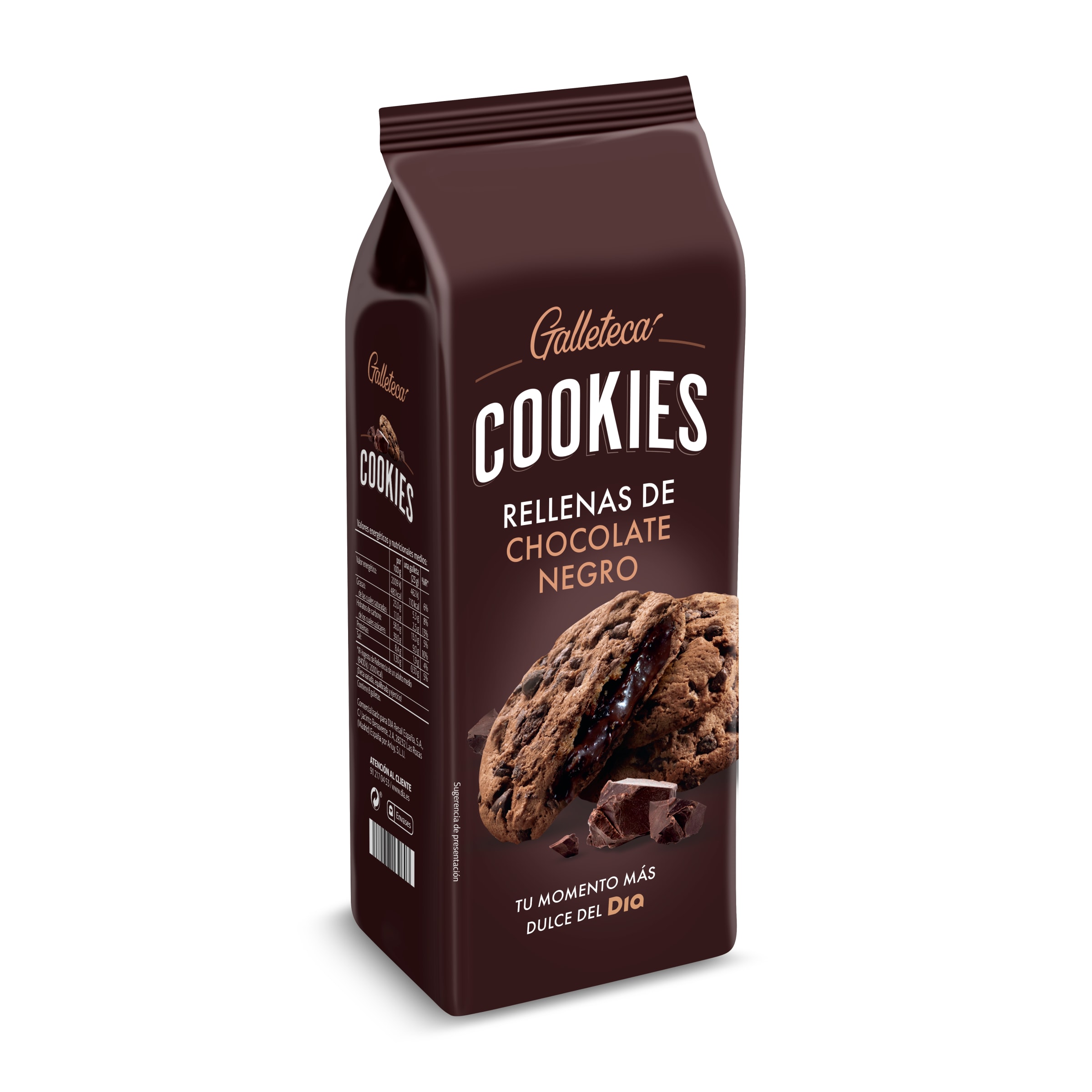 DIA GALLETECA cookies rellenas de chocolate negro bolsa 200 gr
