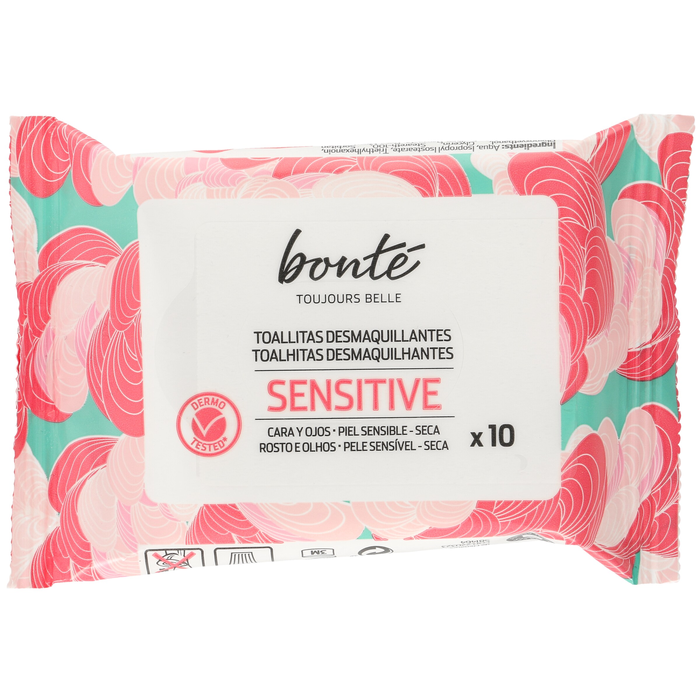 BONTE toallitas desmaquillantes para pieles sensibles envase 10 uds