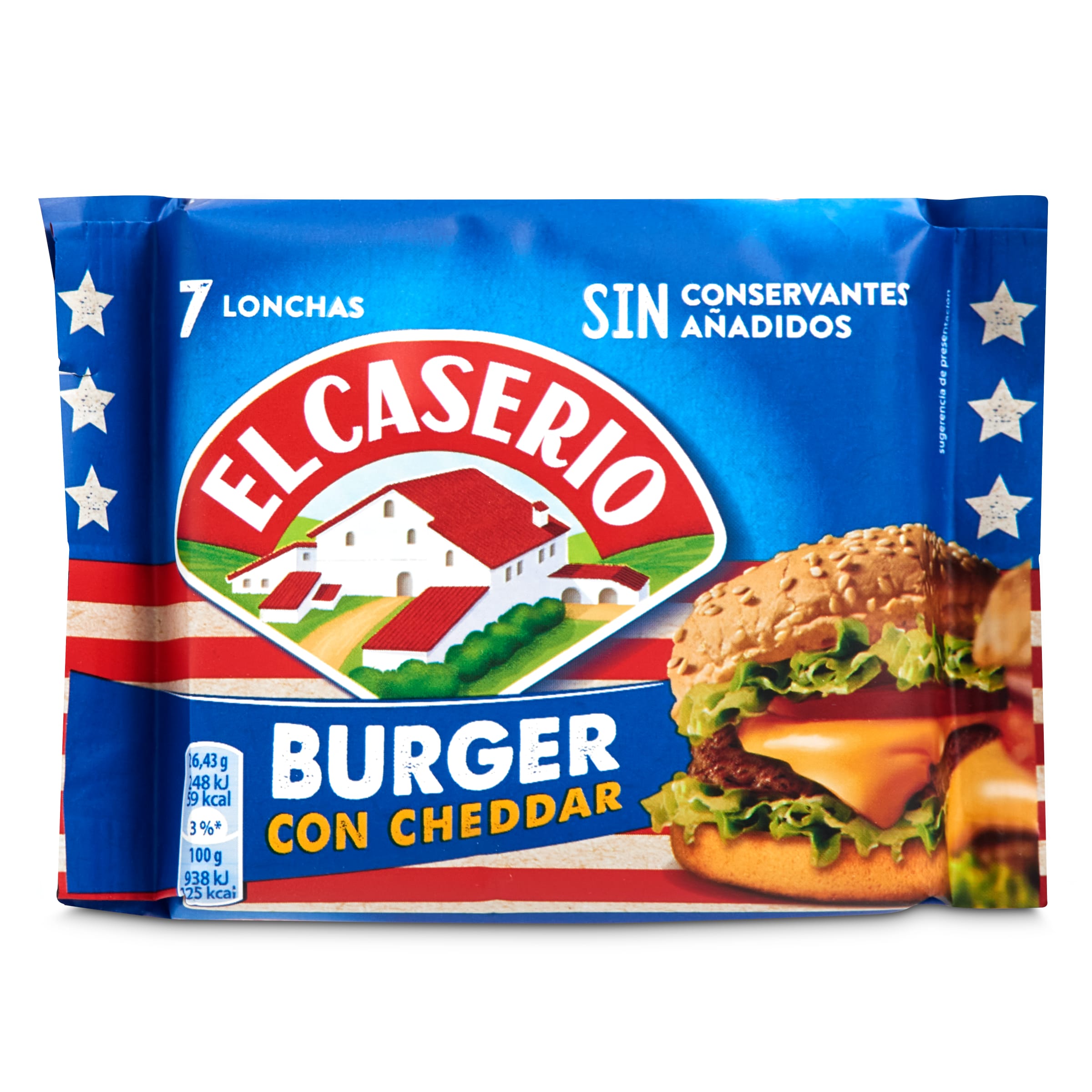 EL CASERIO queso fundido burger con cheddar en lonchas paquete 185 gr
