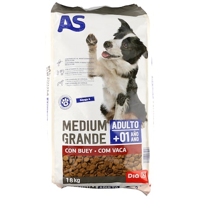 Alimento para perros adultos con buey As bolsa 18 Kg - Supermercados DIA