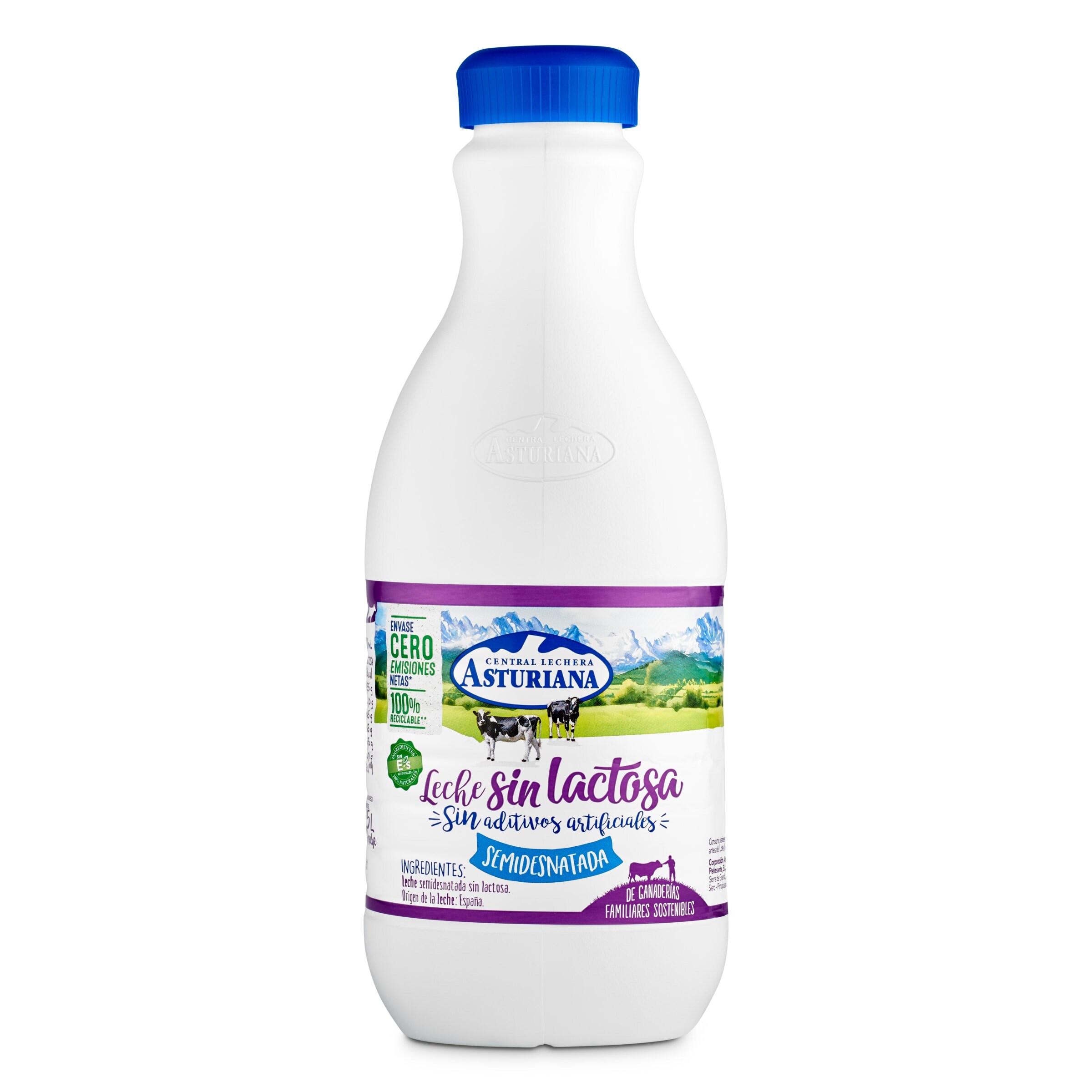 ASTURIANA leche semidesnatada sin lactosa botella 1.5 lt