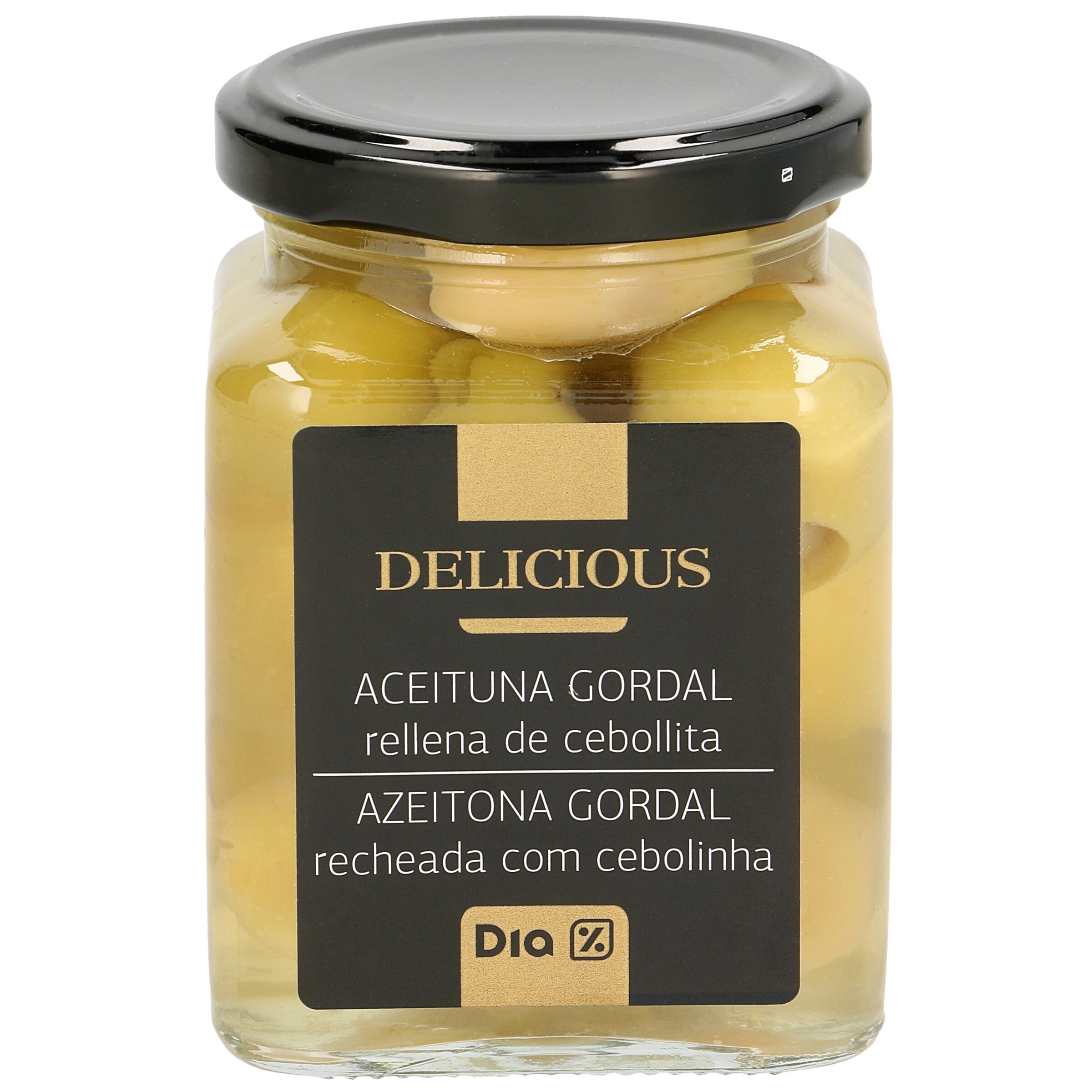 DIA DELICIOUS aceitunas gordal rellena de cebollita frasco 140 gr