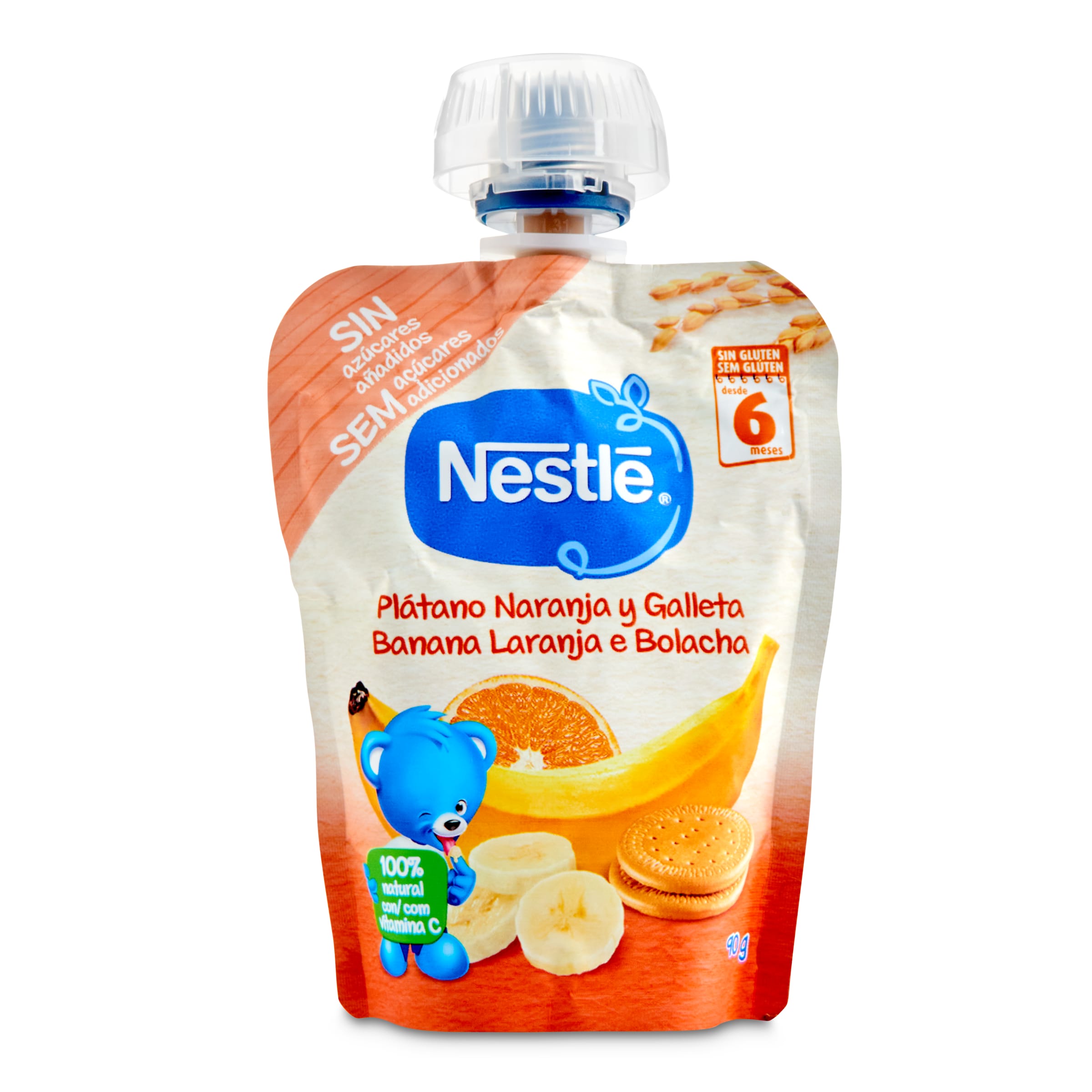 NESTLE Naturnes plátano, naranja y galleta pouch 90 gr